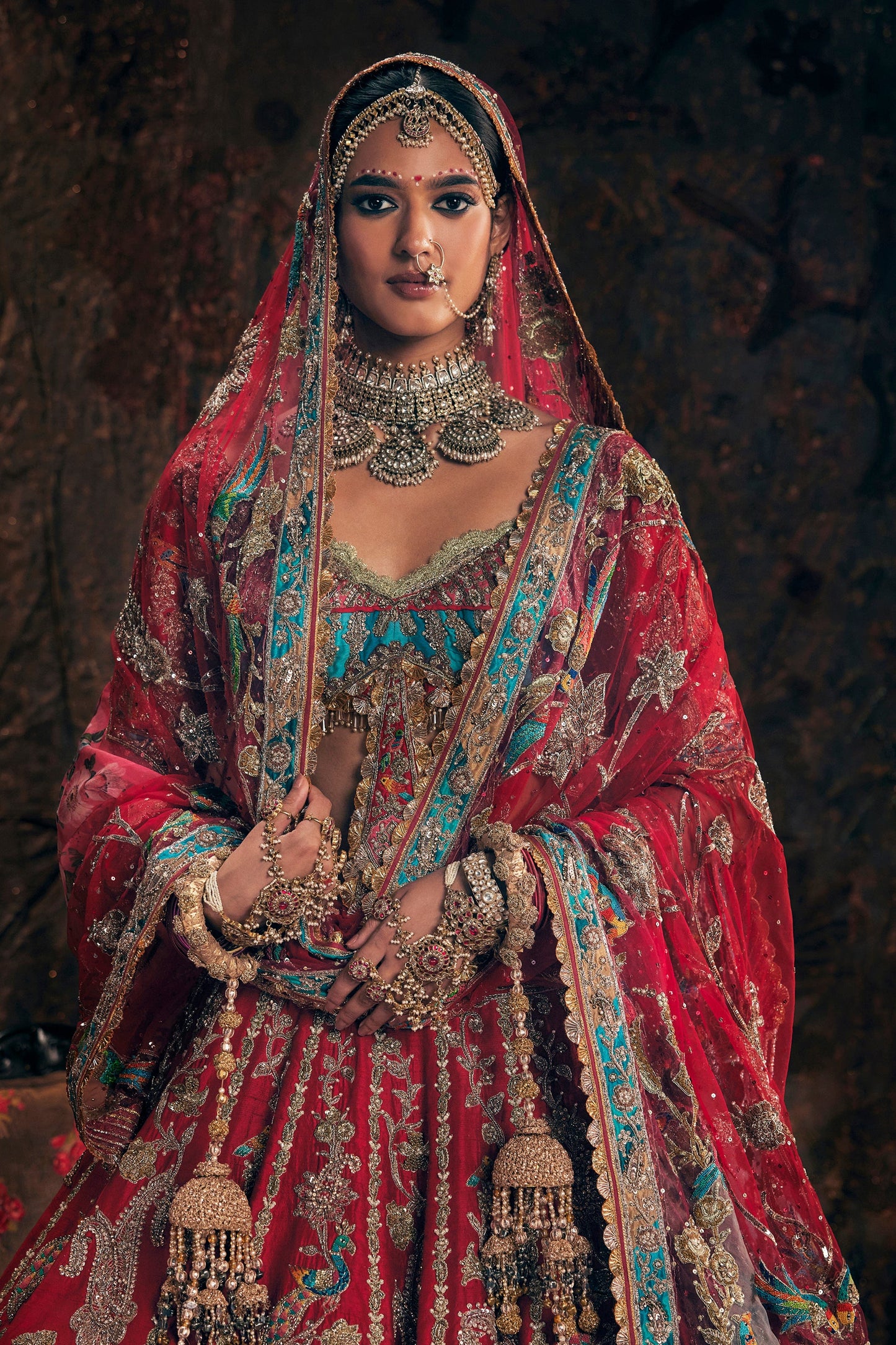 Red Kashmiri Paisley Lehenga