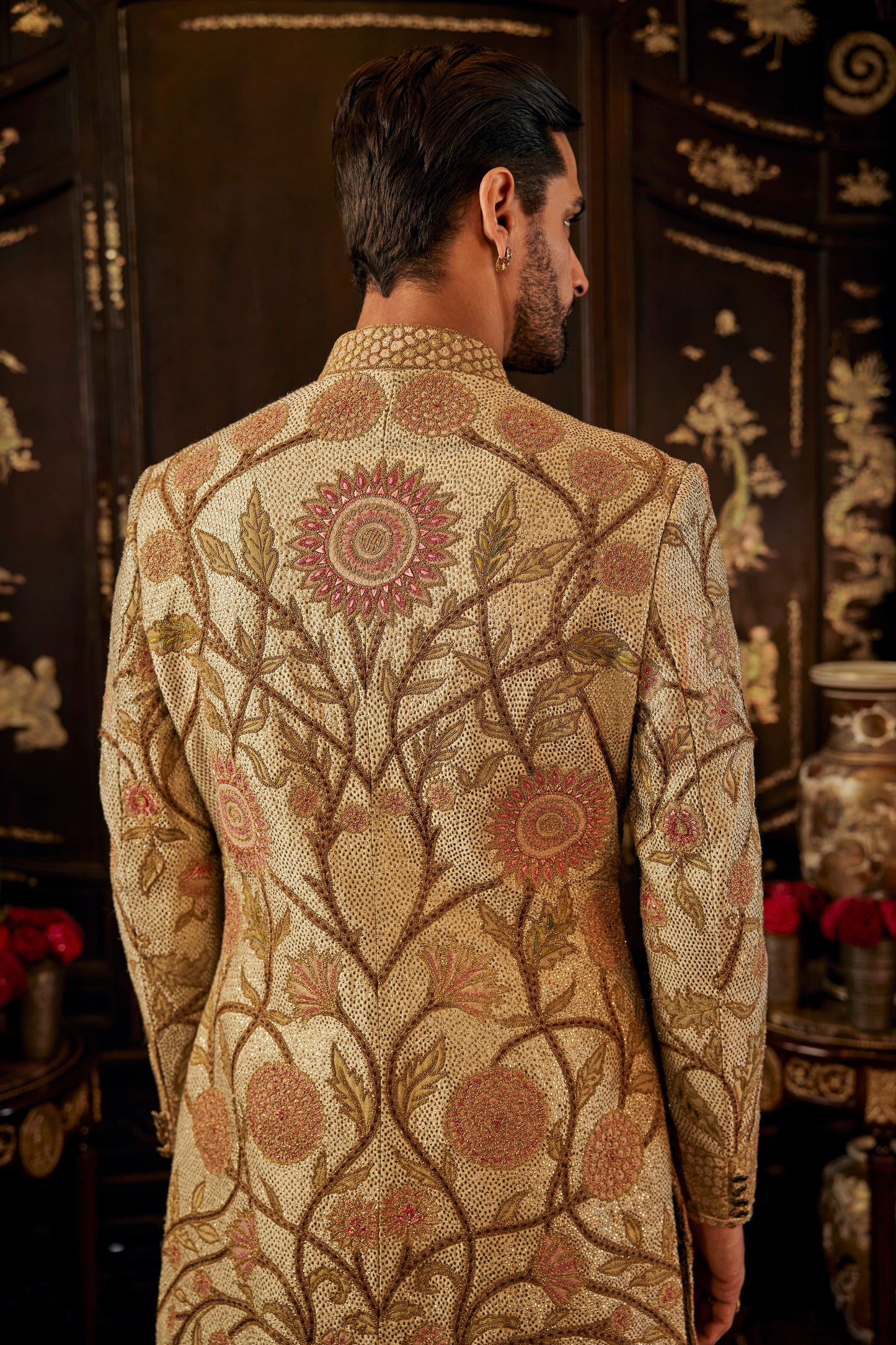 Ivory Floral Vine Sherwani
