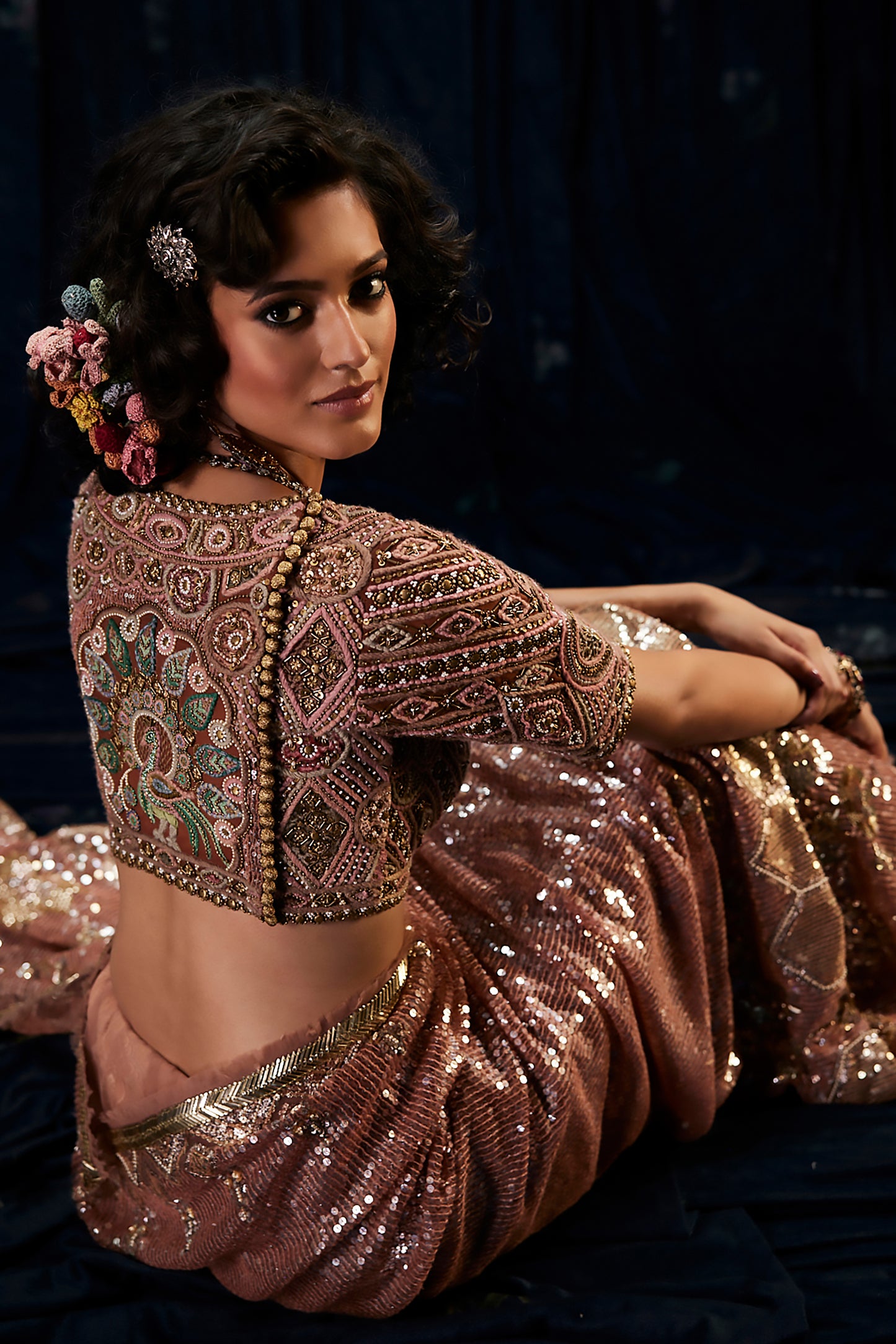 Earthy Blush Tulle Saree