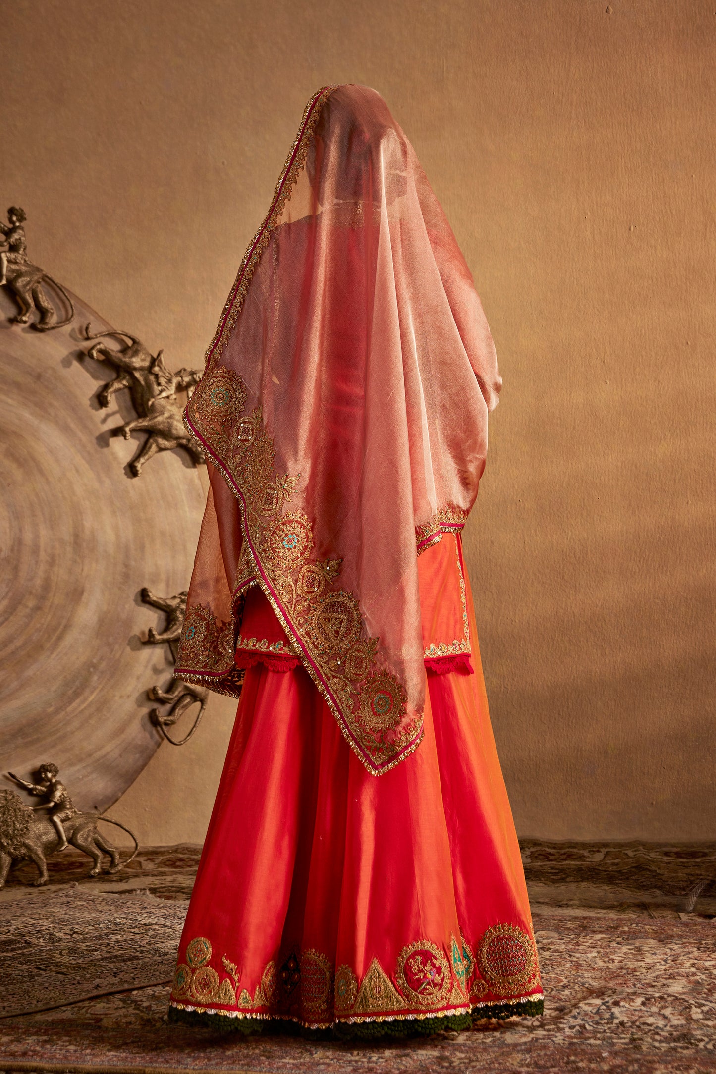 Peach Amber Sharara Set