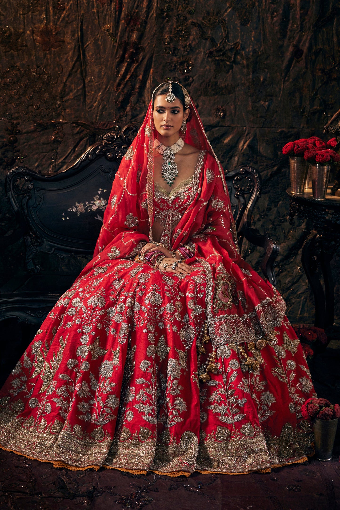 Scarlet Red Phoenix Lehenga