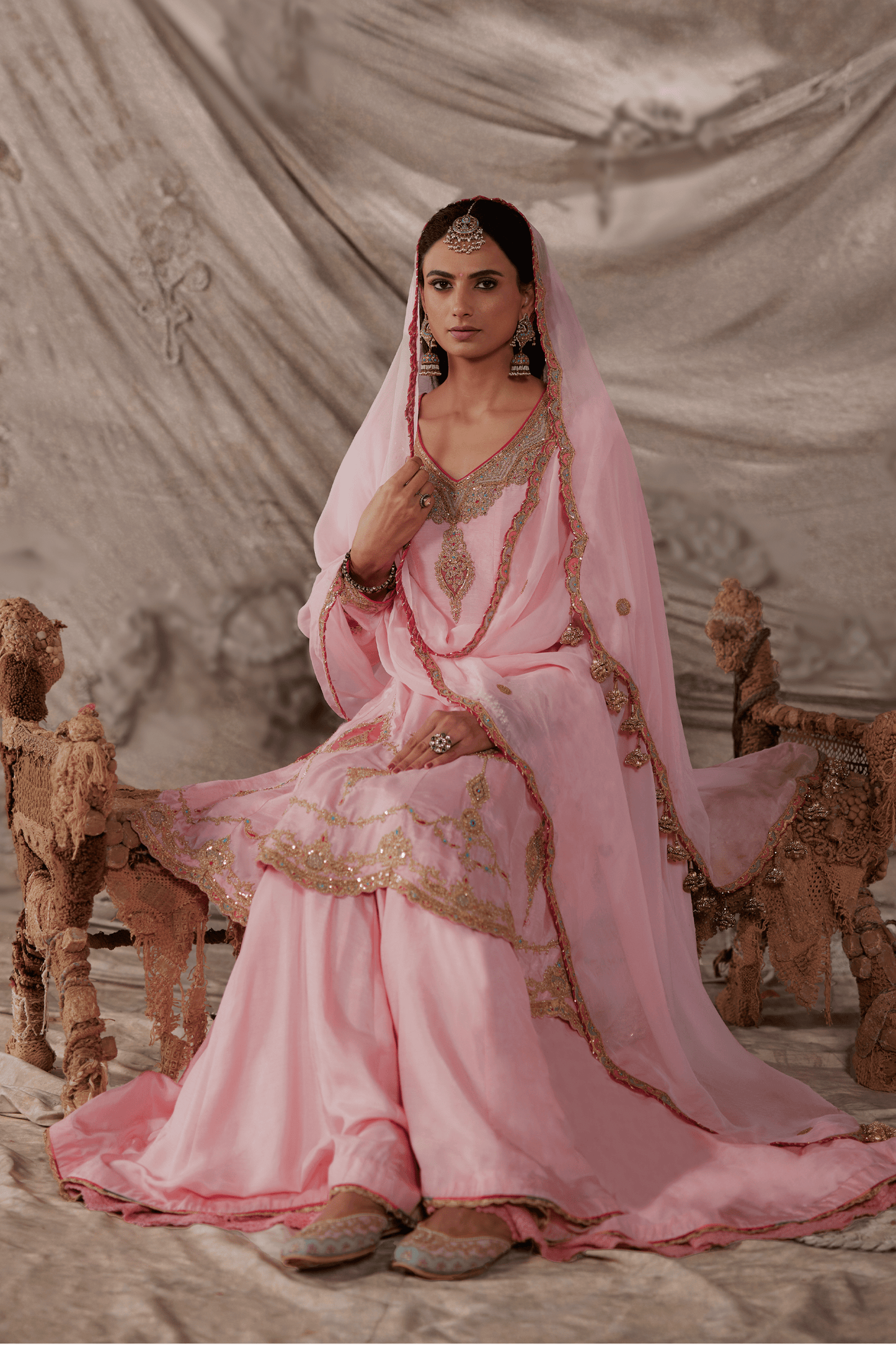 Pale Pink Kalidar- Sharara Set