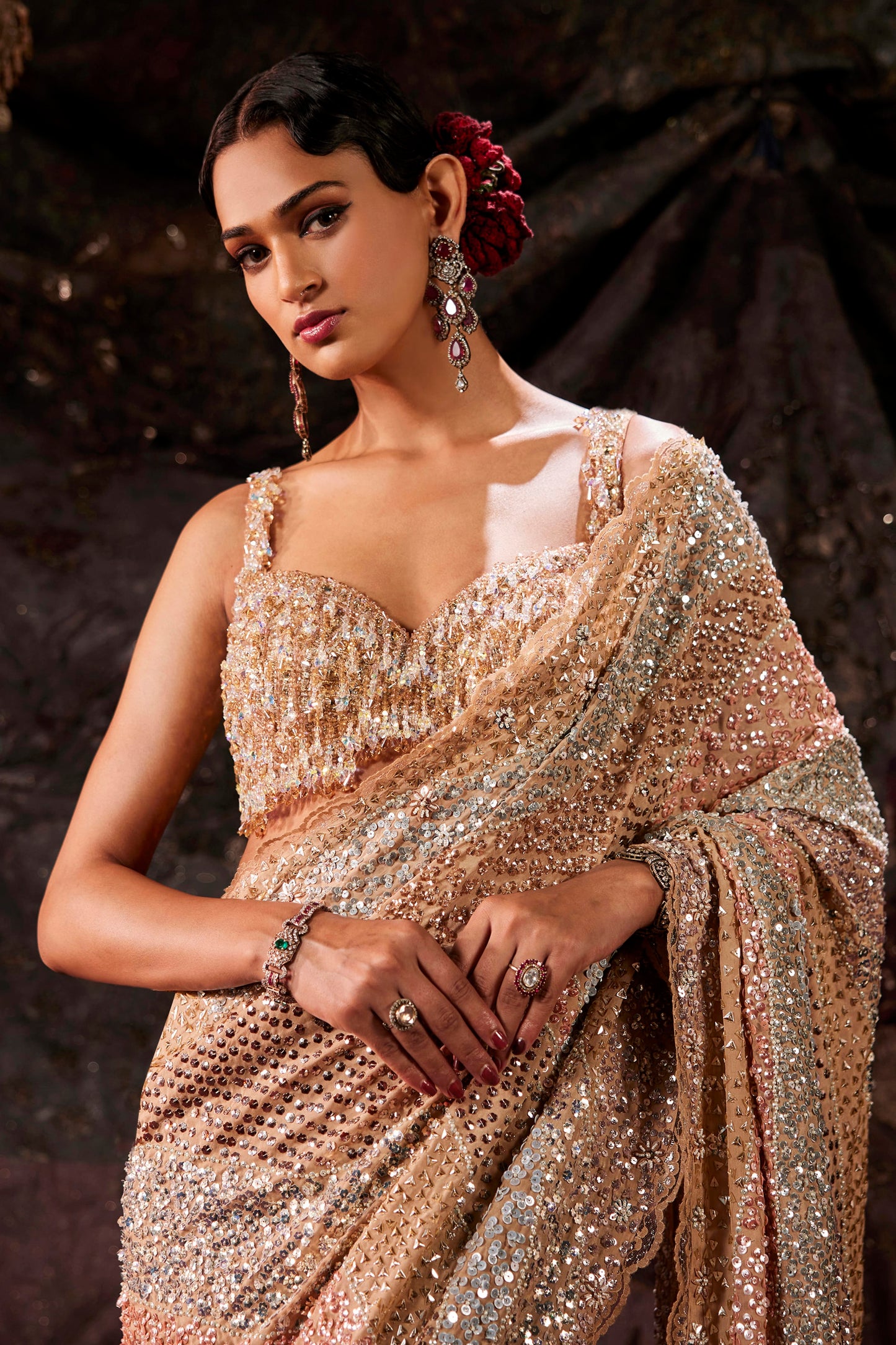 Sequined Art Deco Saree
