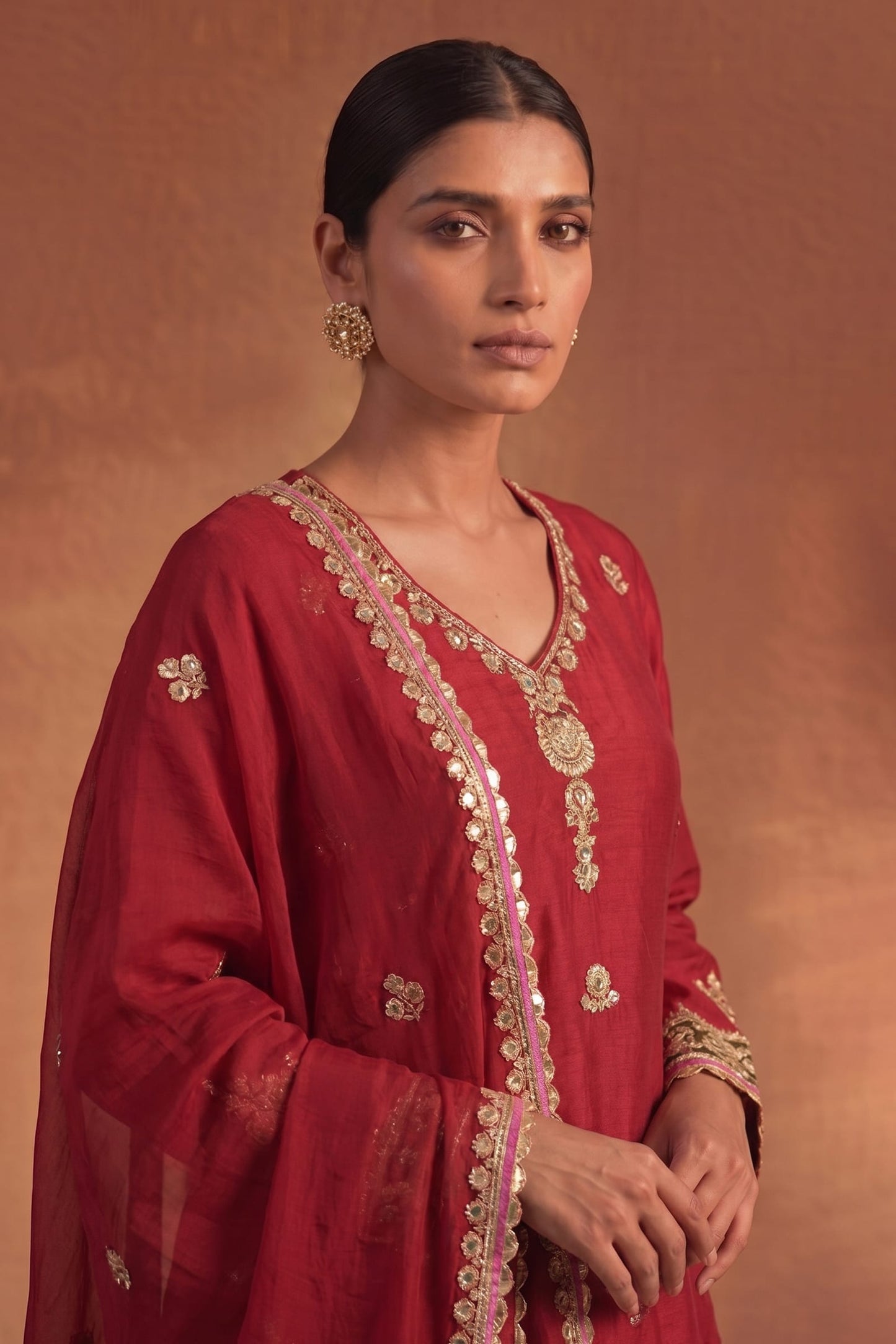 Deep Red Sharara Set