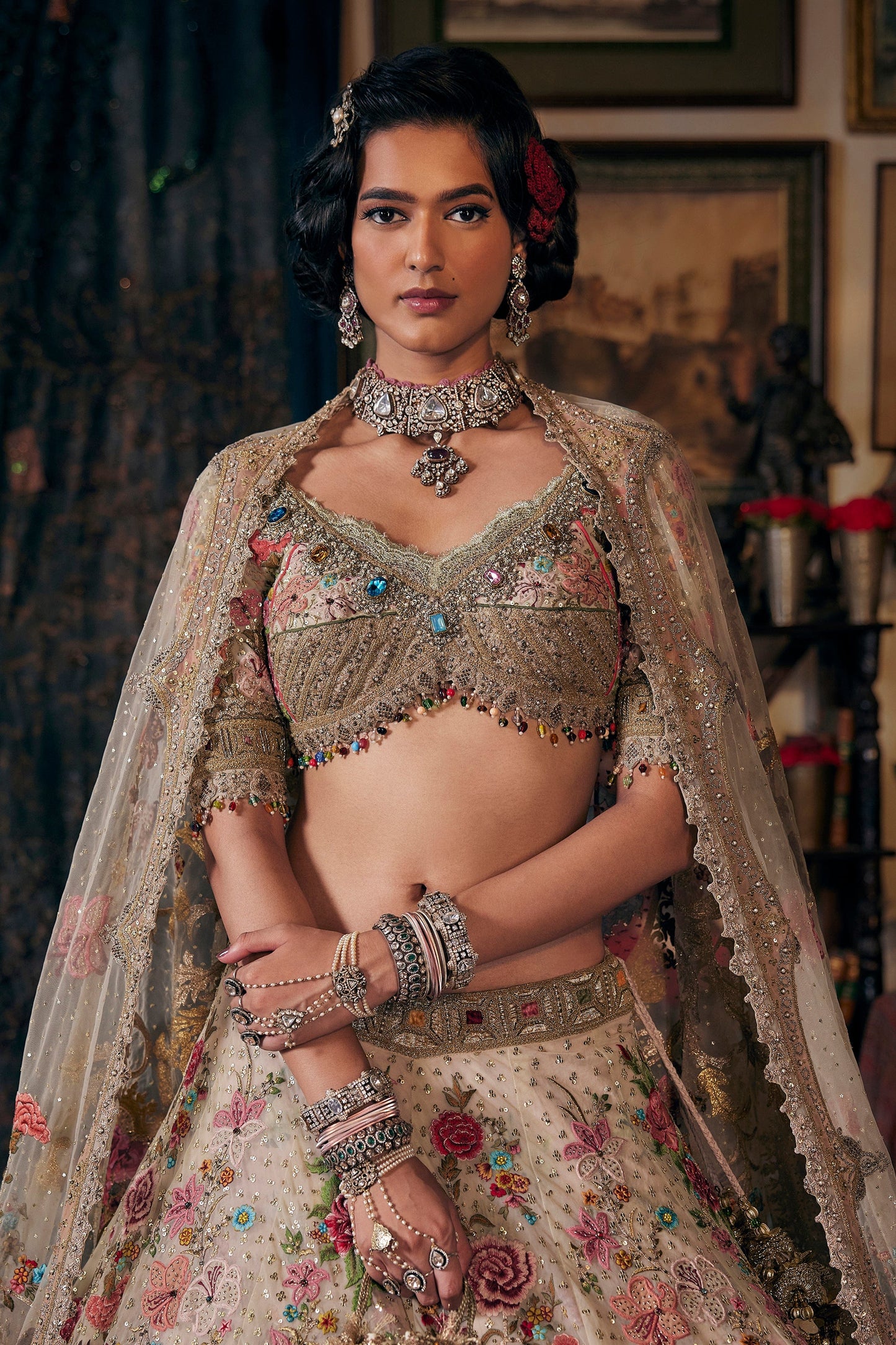 Ivory Floral Lehenga