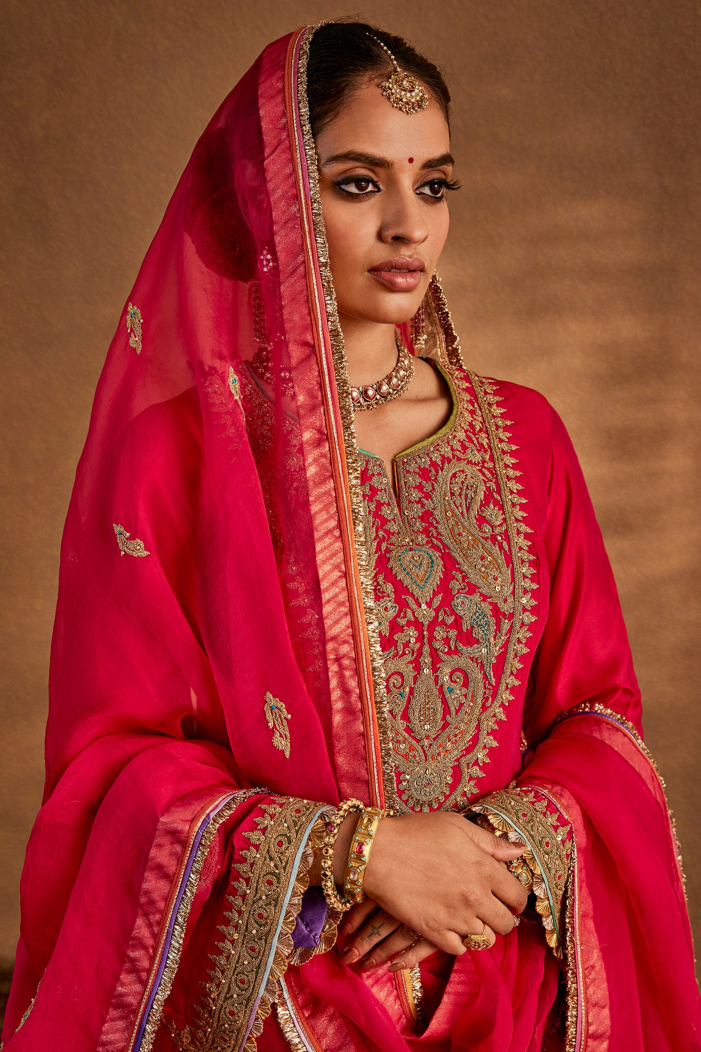 Rani Pink Florid Kurta Set