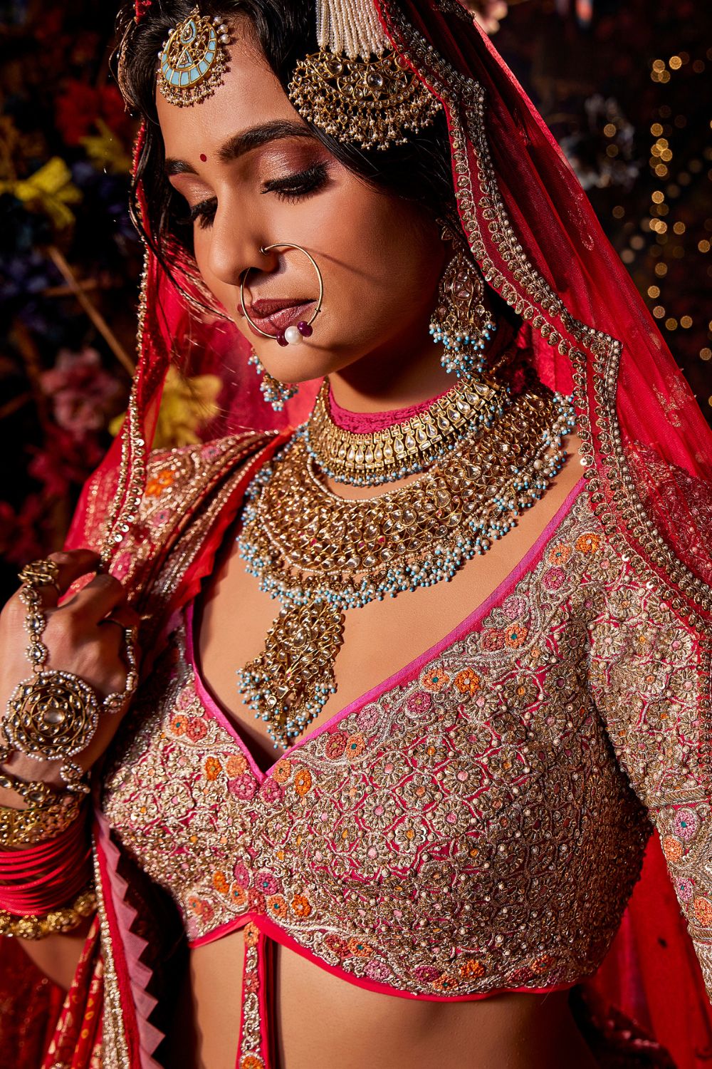Rani Pink  Chevron Lehenga Set