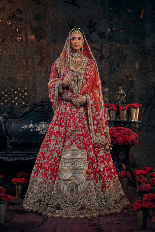 Deep Red Silk Lehenga