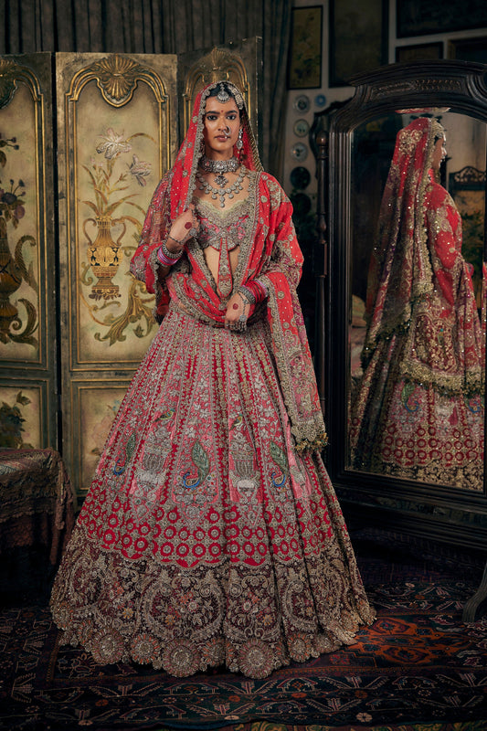 A Deep Red Silk Lehenga
