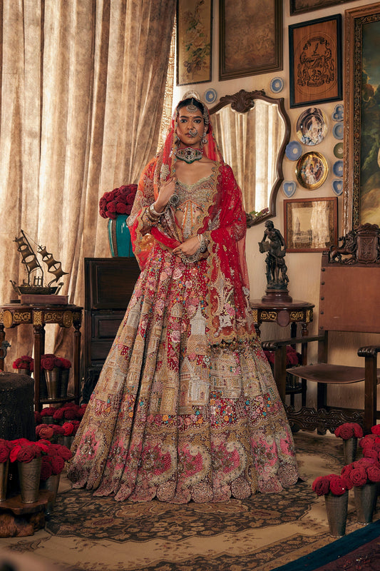 A Crimson Red Silk Lehenga