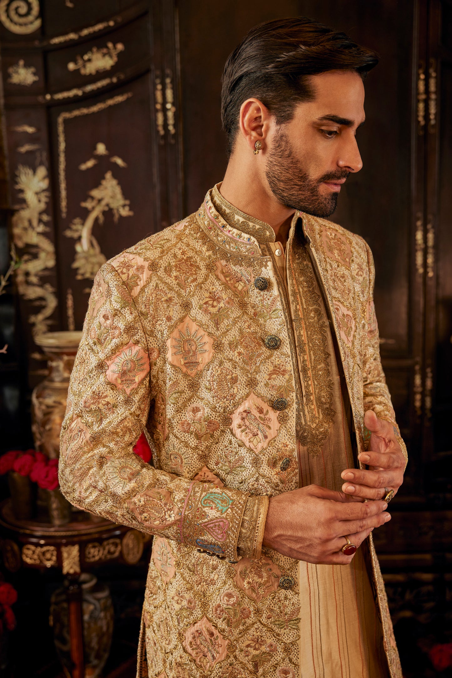Ivory Mughalesque Sherwani