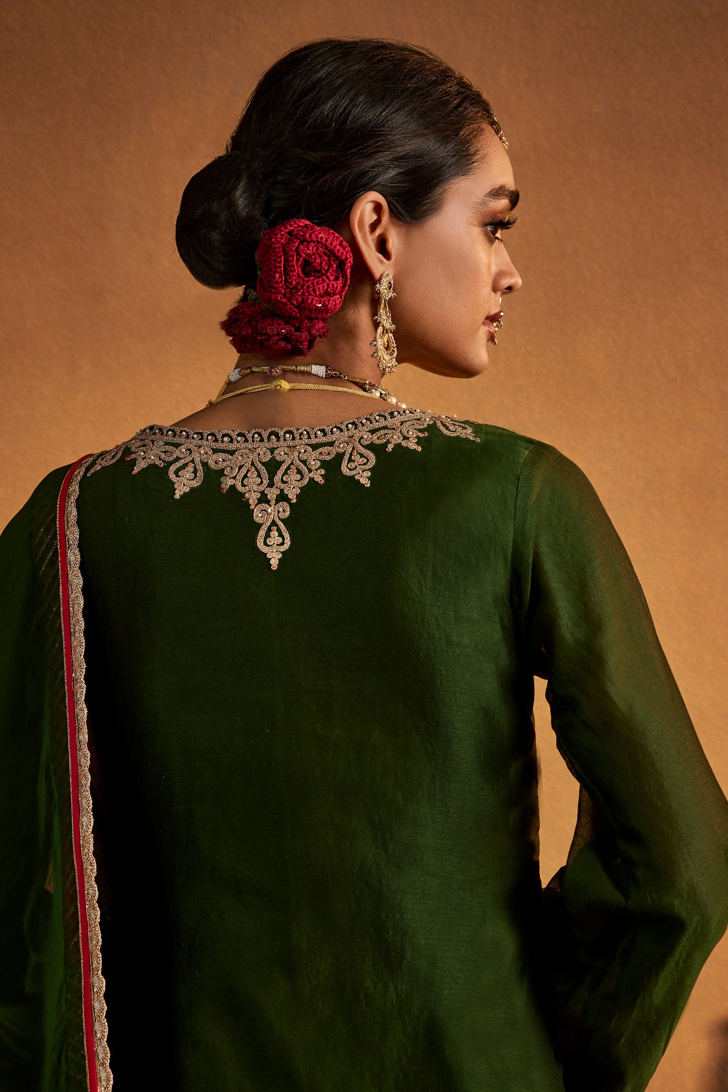 Deep Green Floral Sharara Set