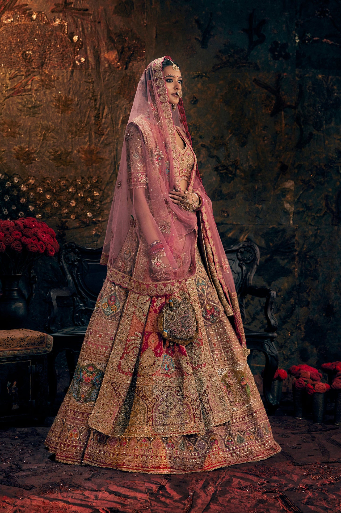 Earthy Pink Embroidered Lehenga
