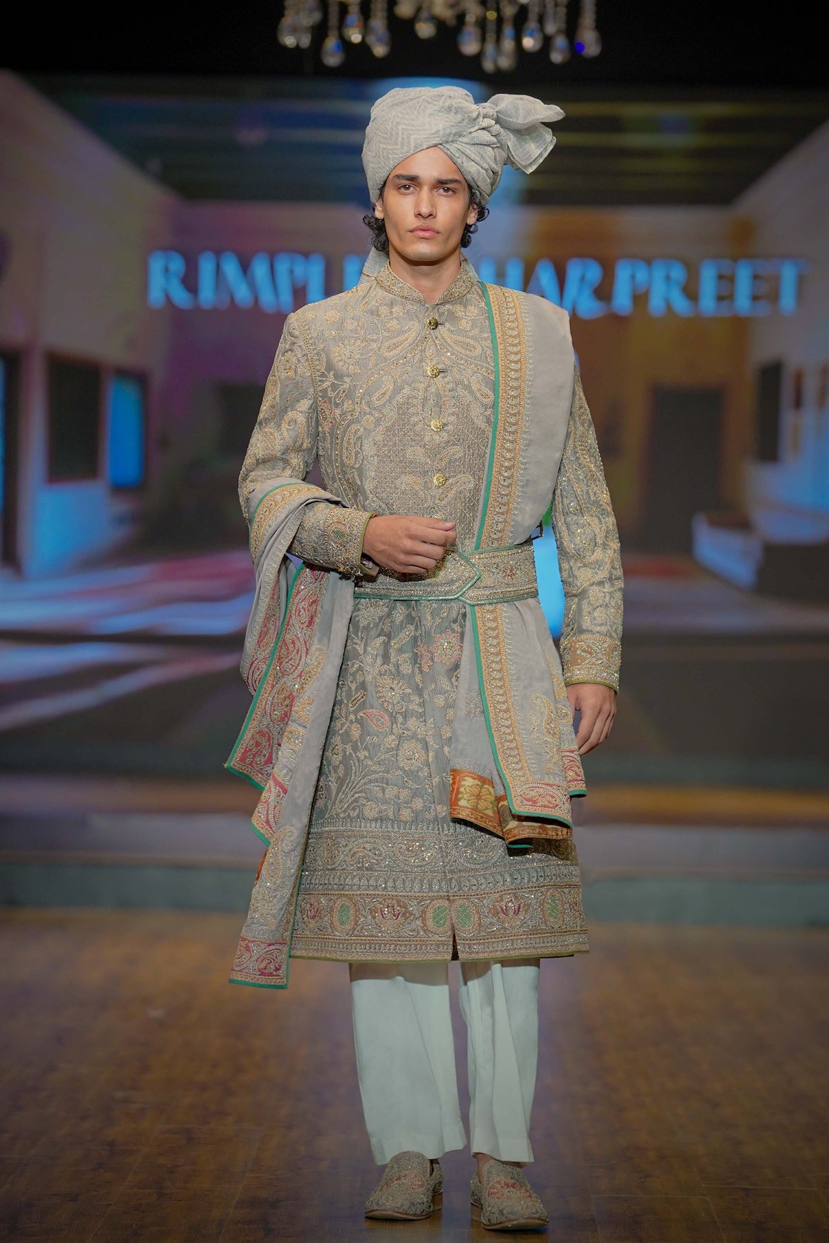 Grey Embroidered Sherwani