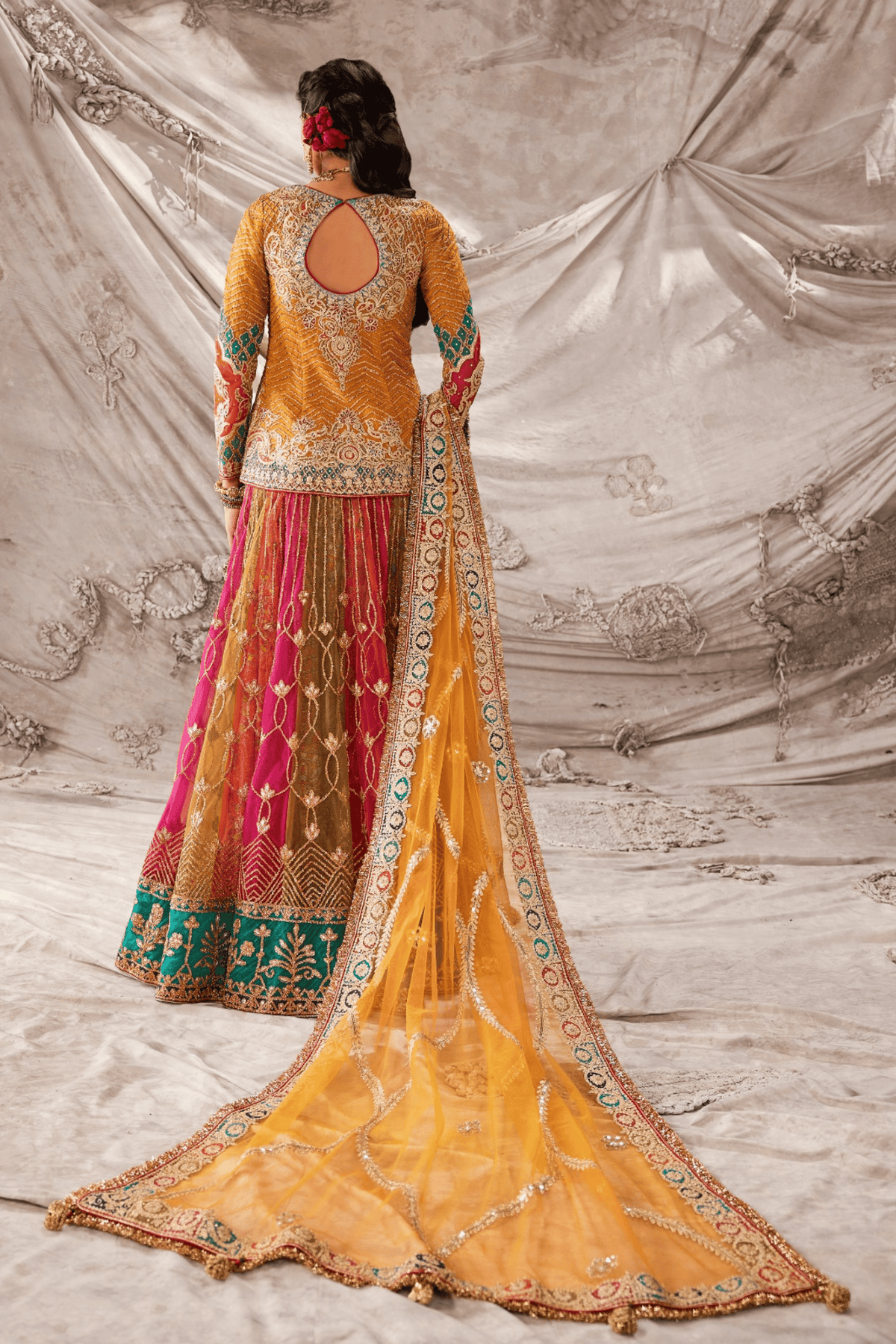 Fiame Orange Lehenga