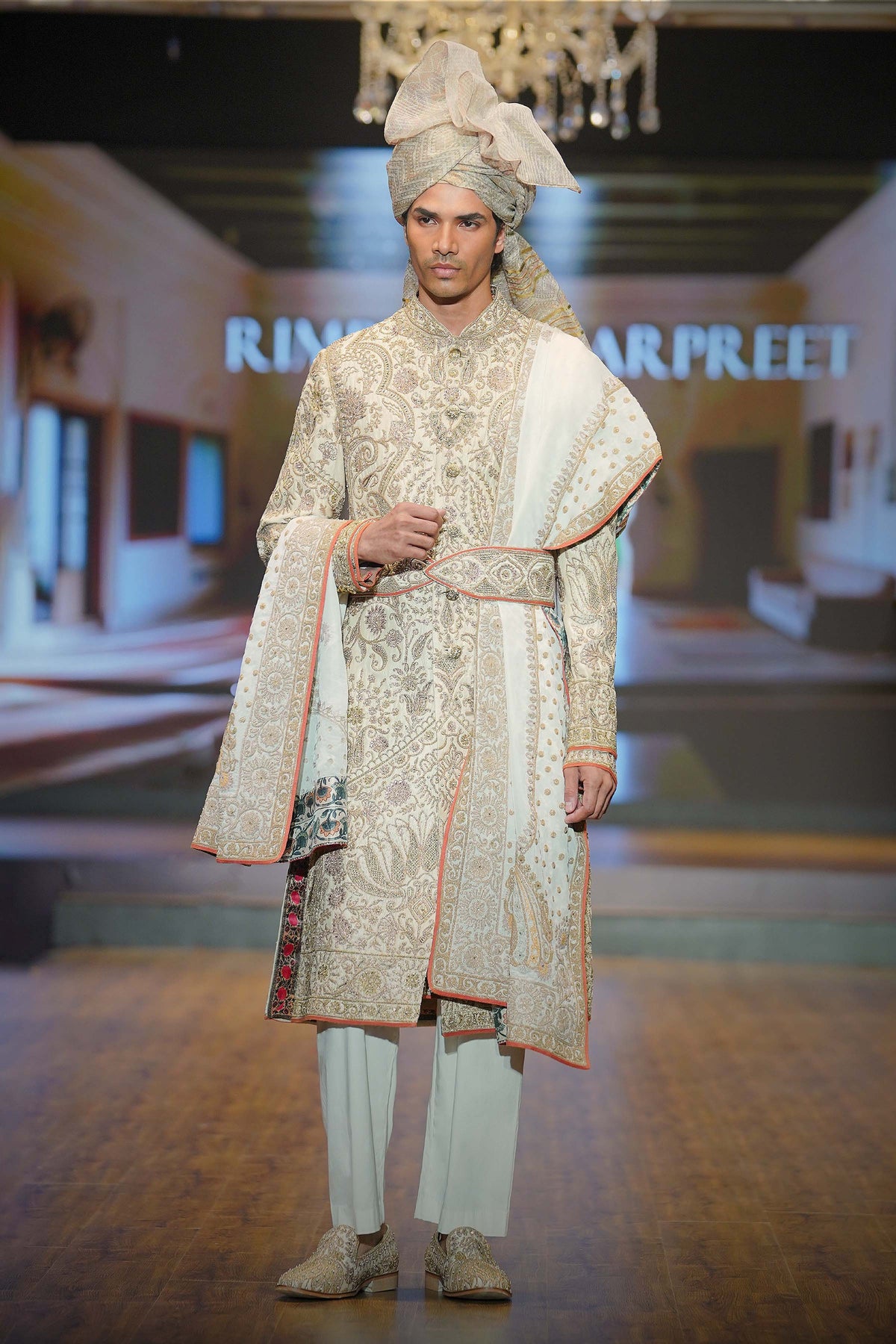 Ivory Floral Embroidered Sherwani