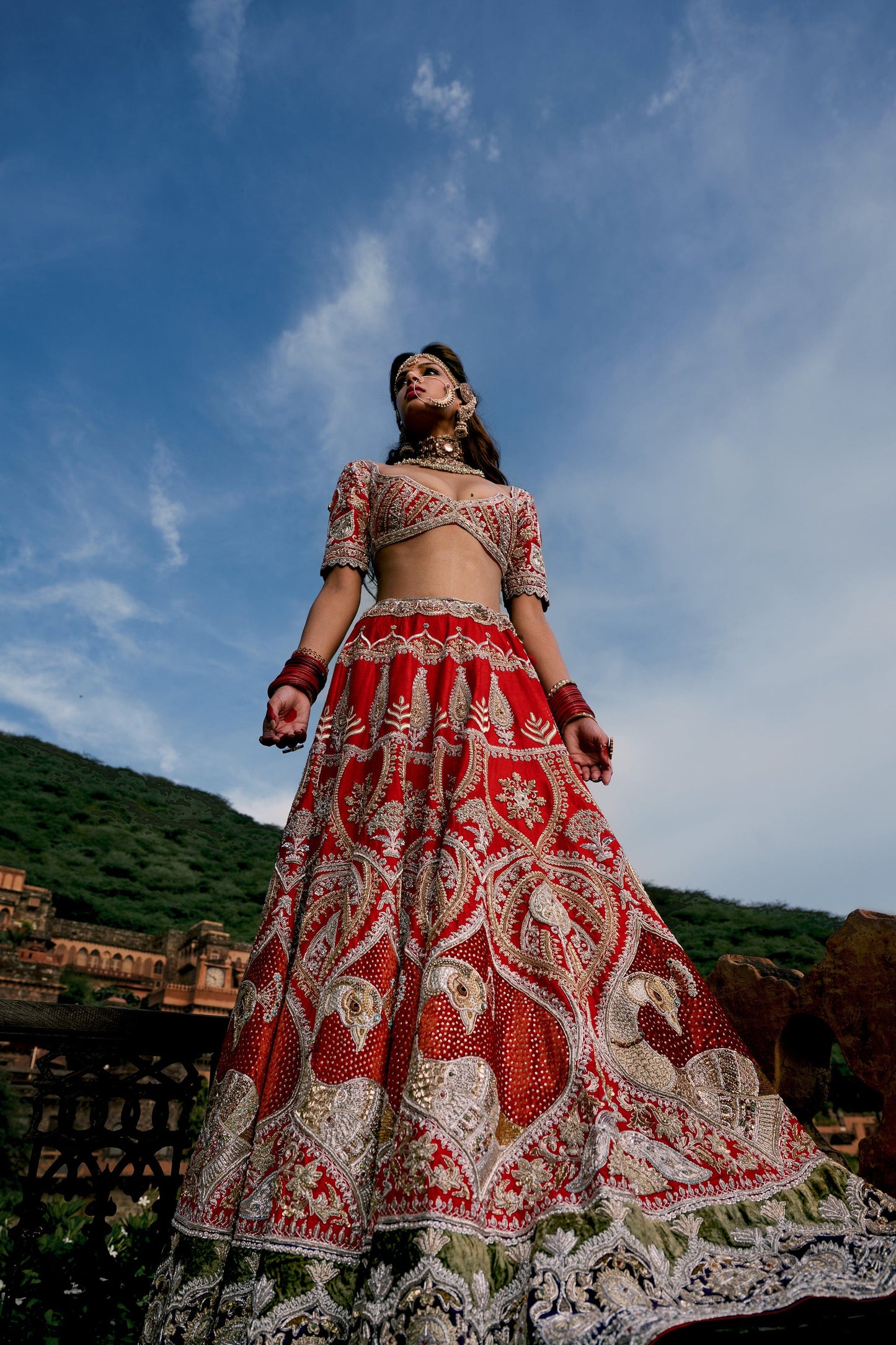Deep Earthy Red Hued Silk Lehenga
