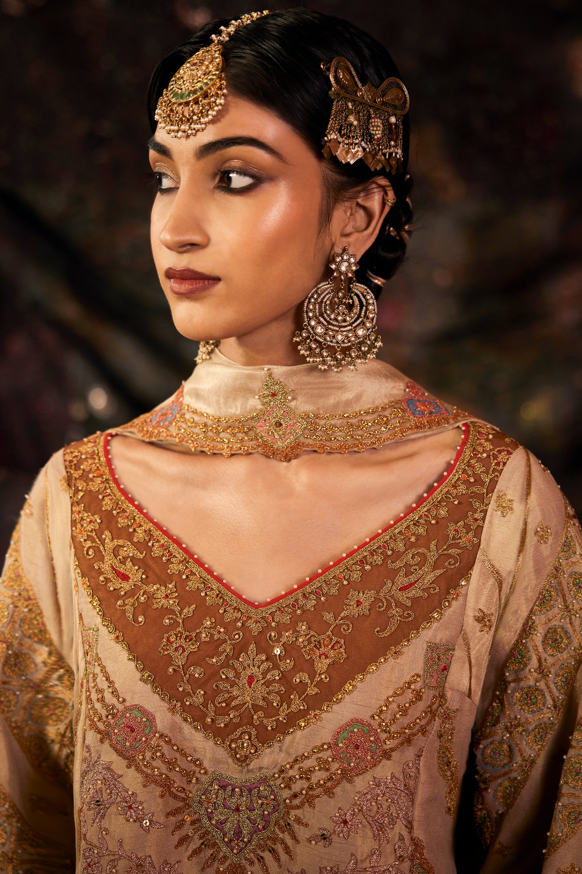 Pale Gold Embroidered Lungi Set
