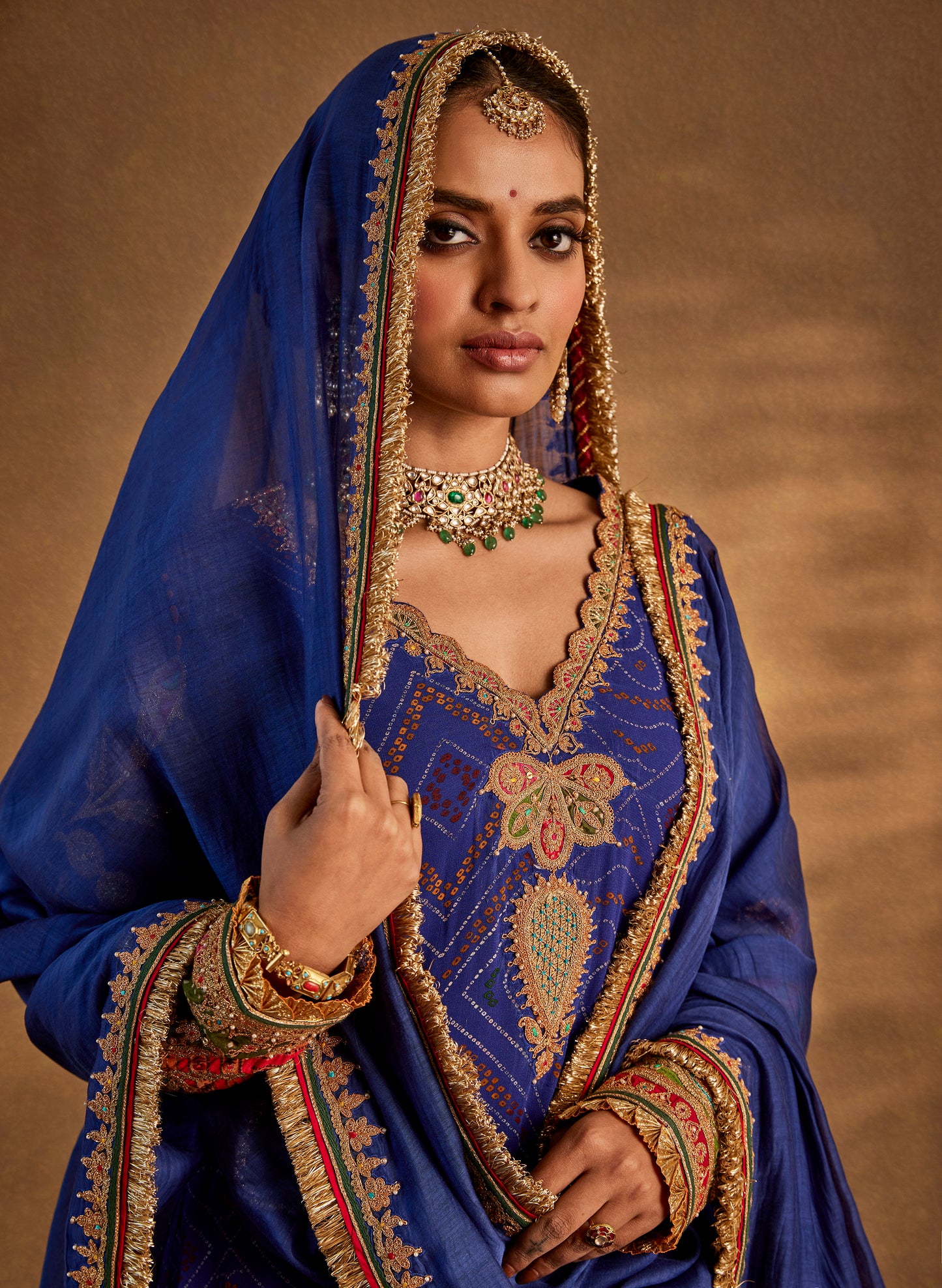 Deep Blue Printed Sharara Set