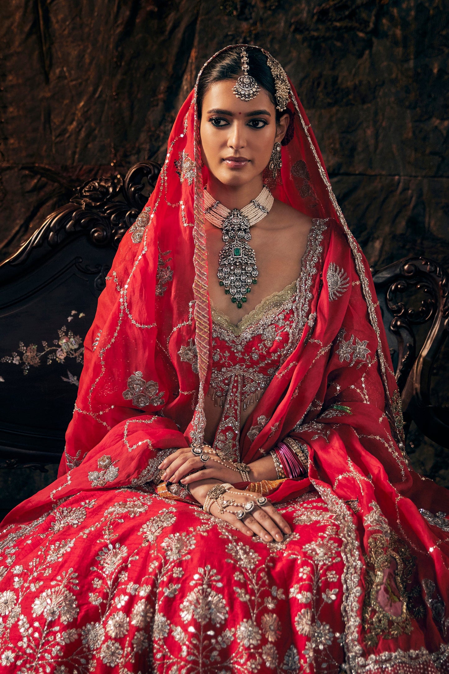 Scarlet Red Phoenix Lehenga