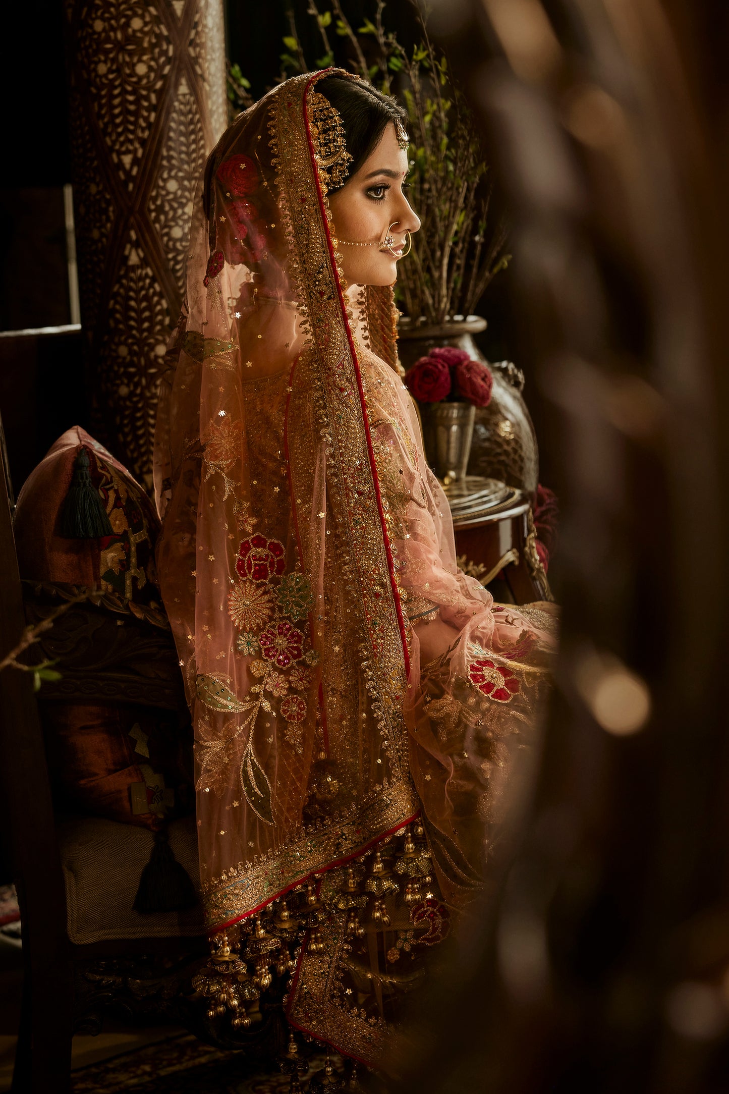 Aubergine Silk Lehenga