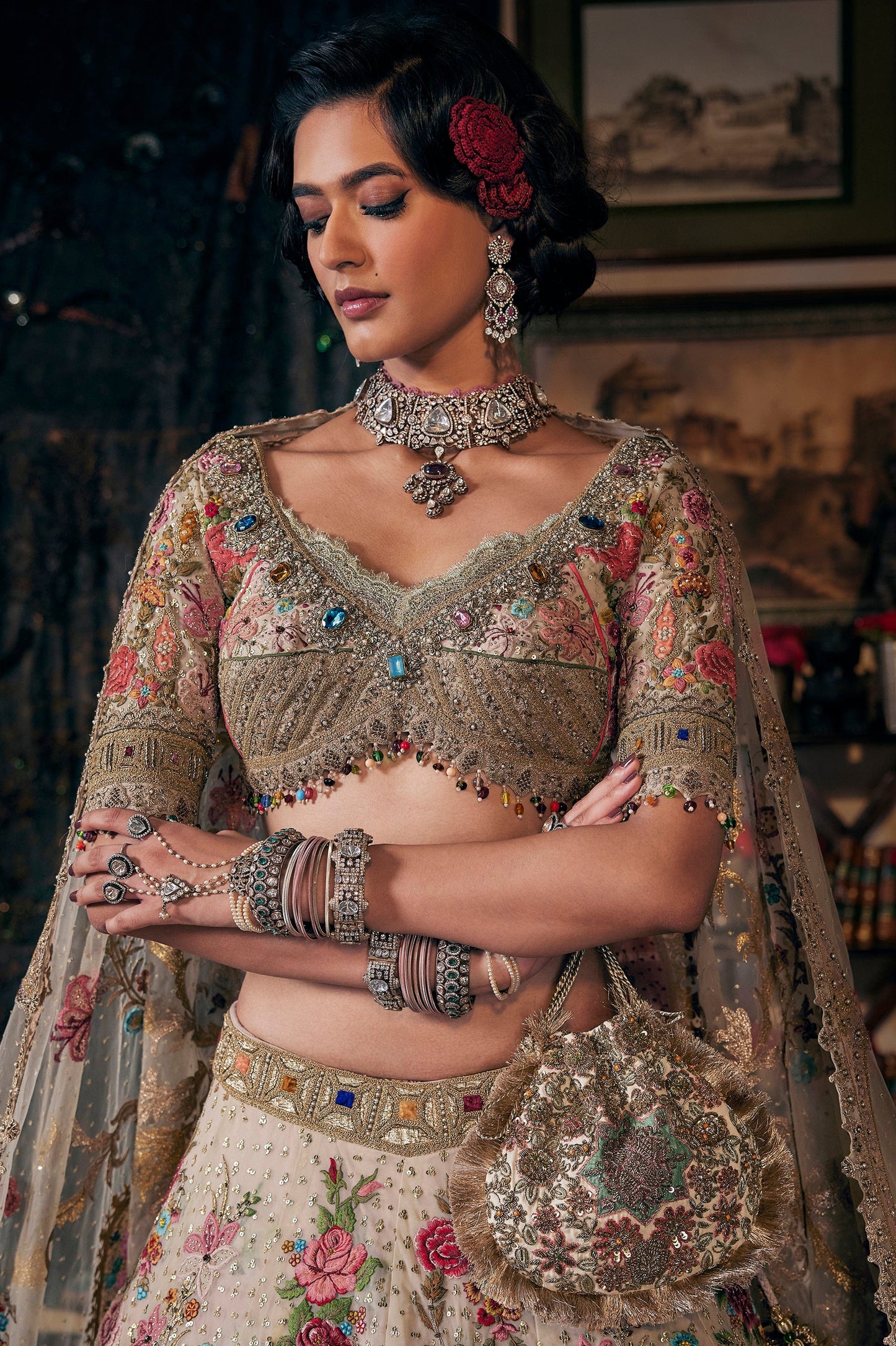Ivory Floral Lehenga