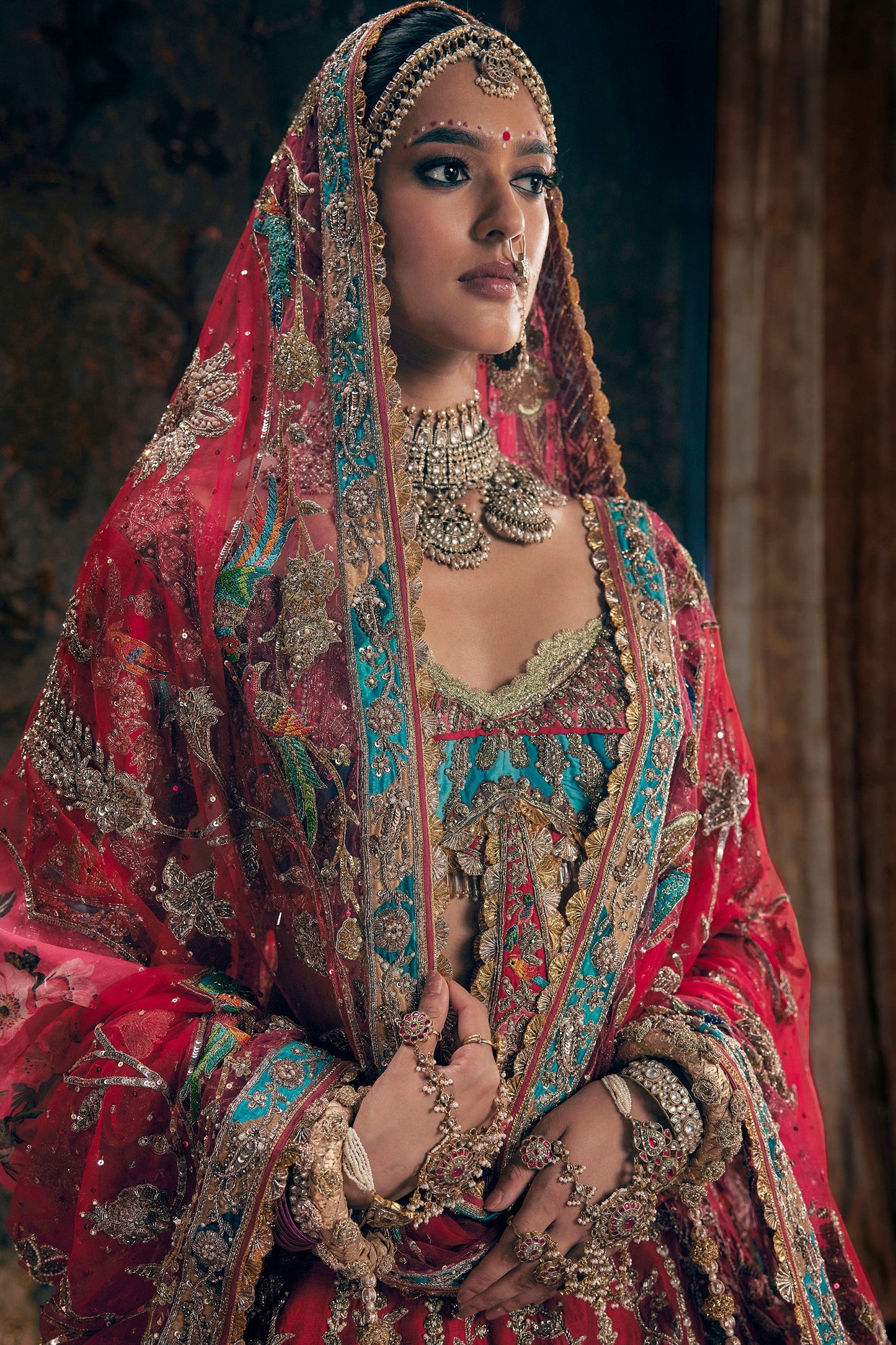 Red Kashmiri Paisley Lehenga