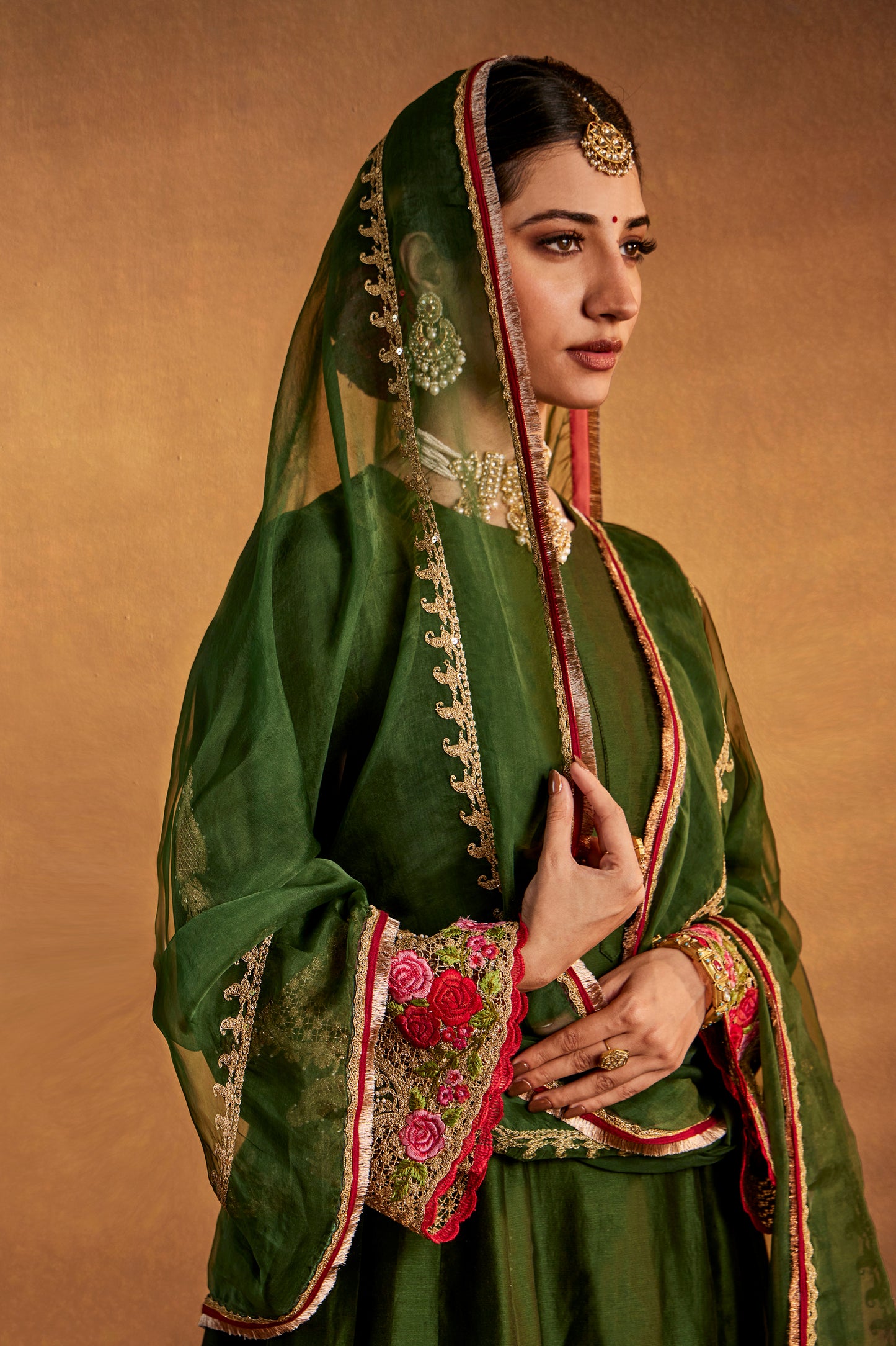 Green Mughal Jaali Kalidar Set