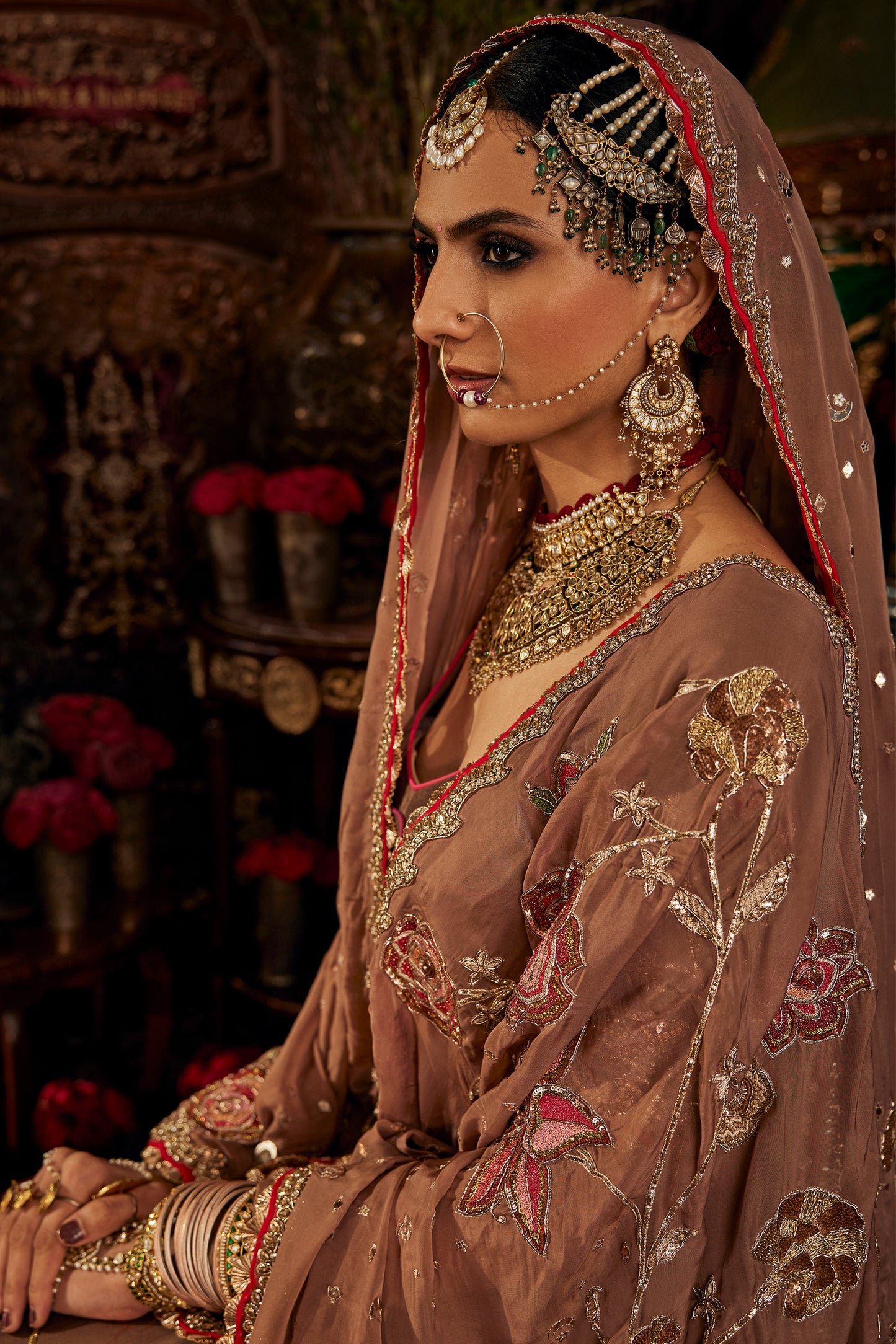 Earthy Brown Silk Lehenga