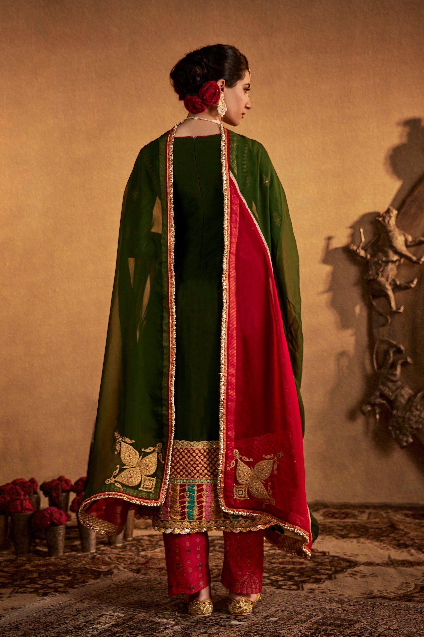 Dark Green Abha Kurta Set