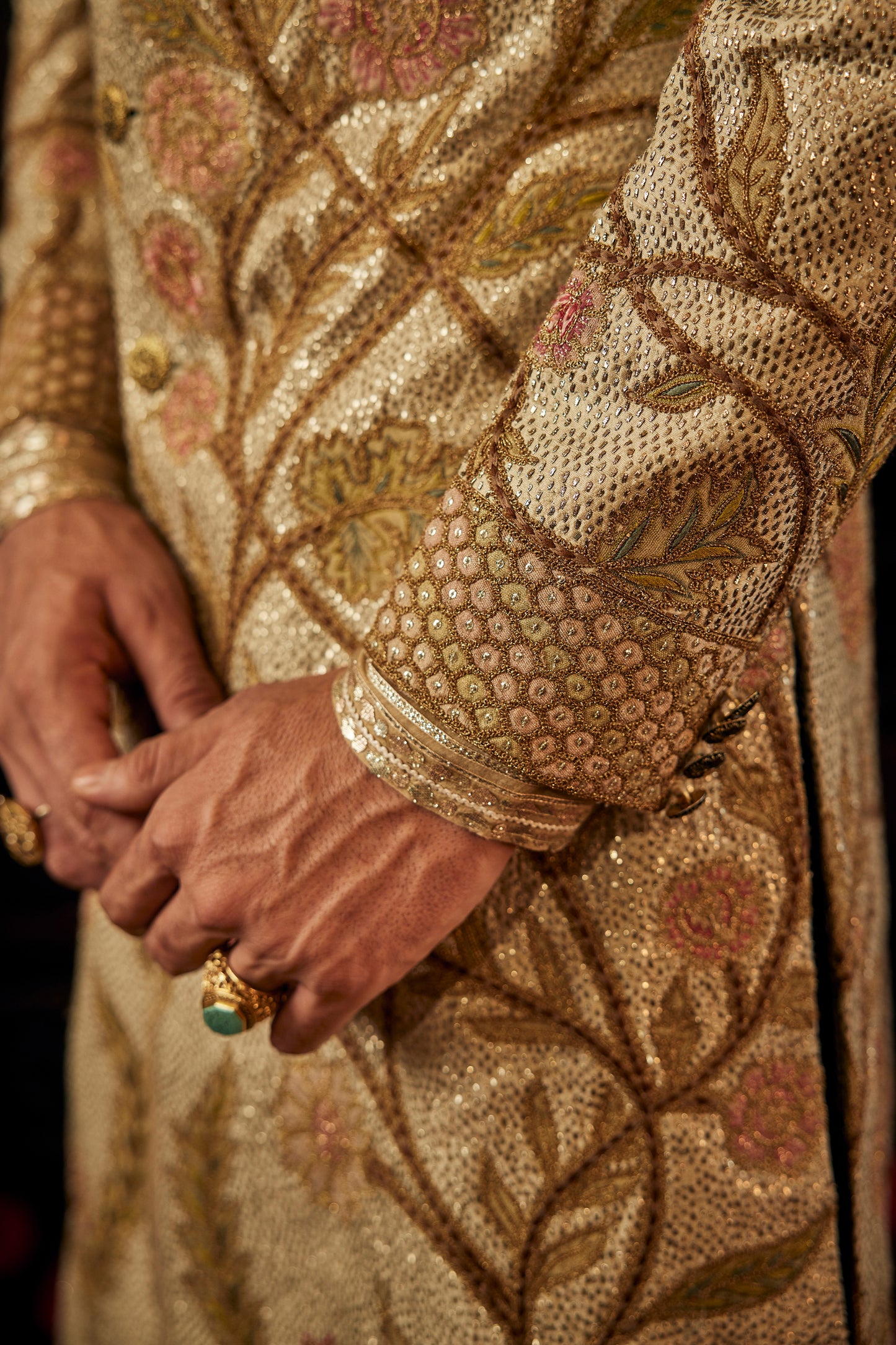 Ivory Floral Vine Sherwani