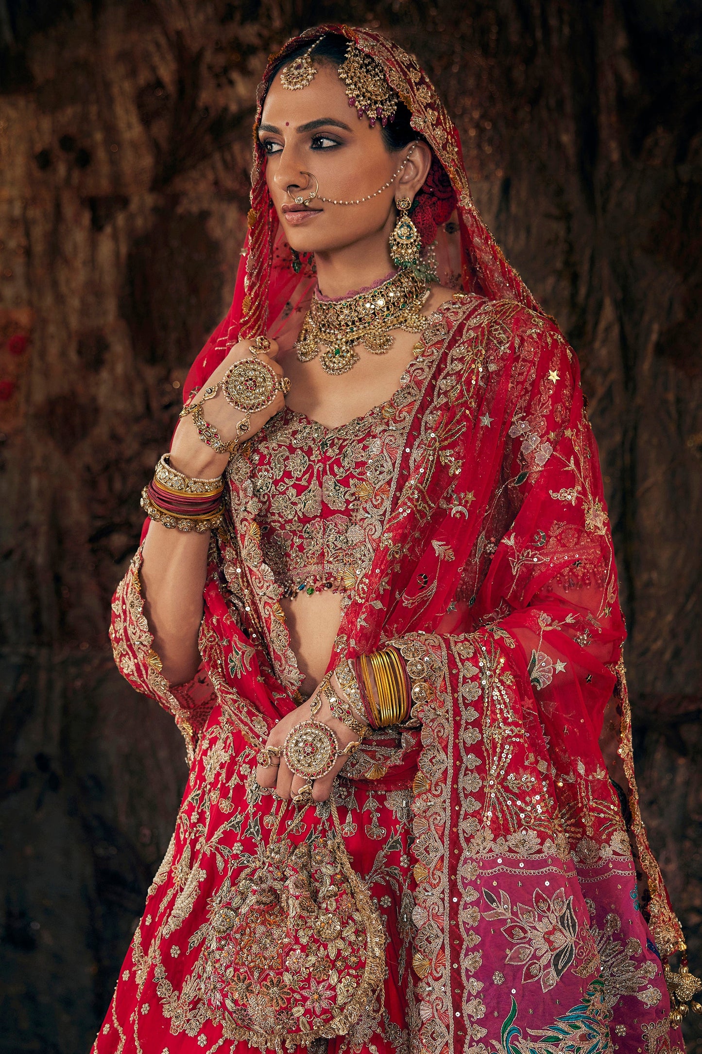Scarlet Red Floral Lehenga