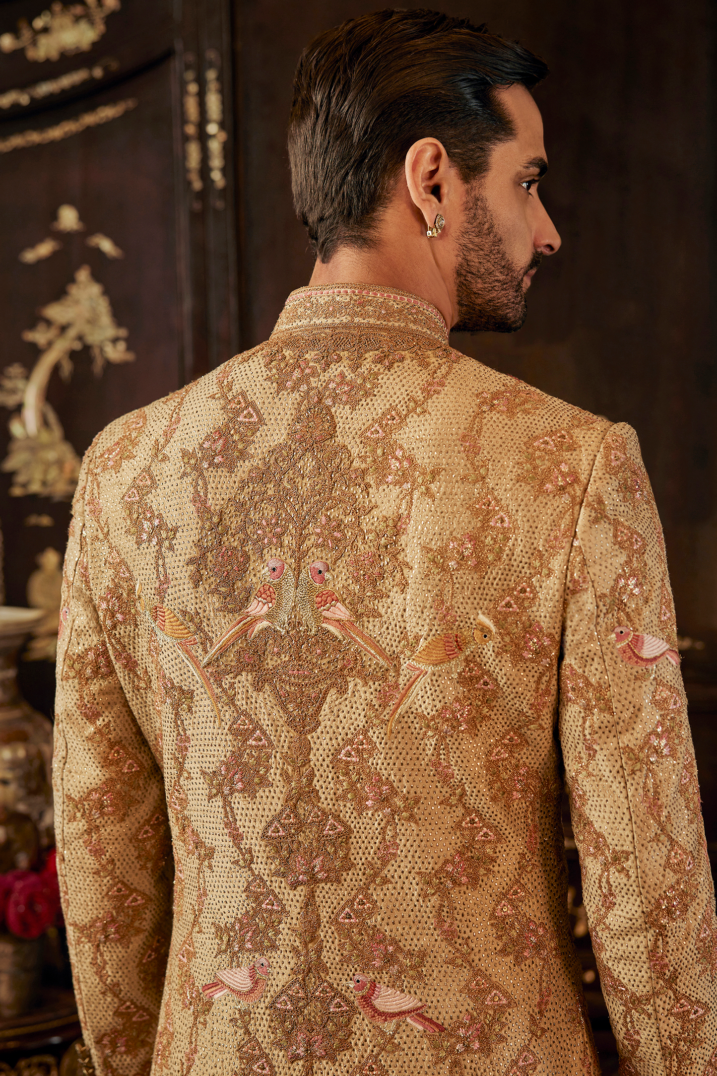 Golden Palampore Silk Sherwani