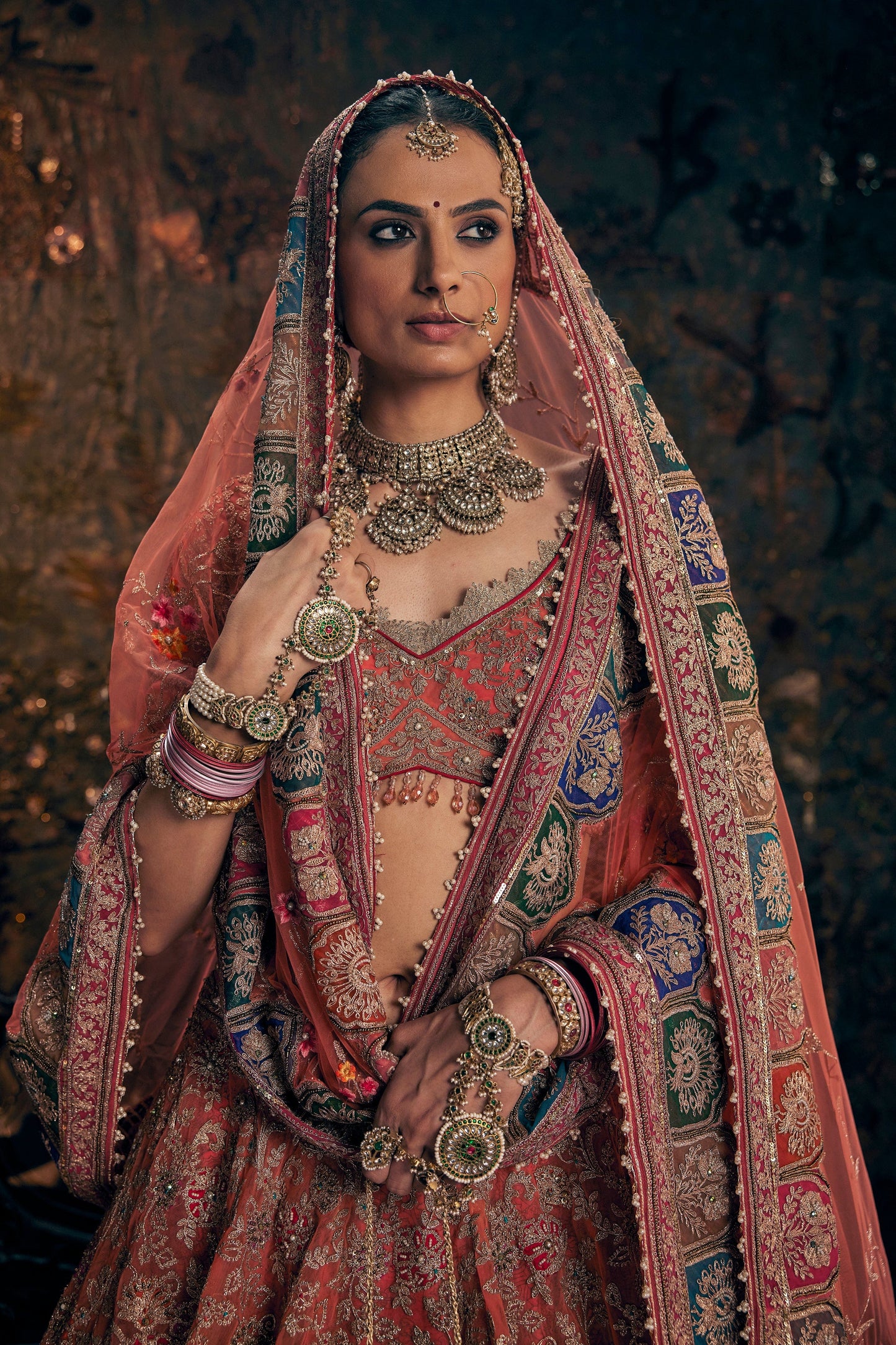 Burnt Orange Tulle Lehenga