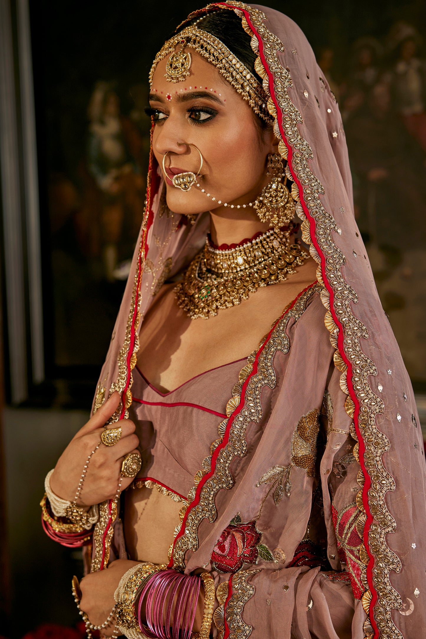 Soft Mauve Silk Lehenga