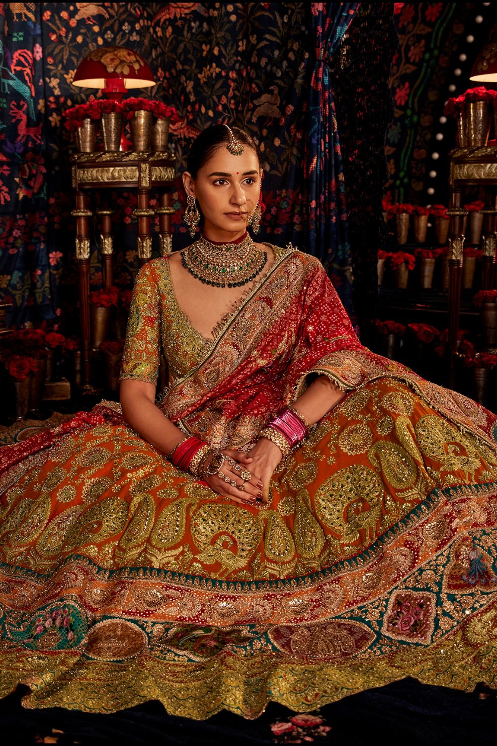 Deep Russet Pichhwai Lehenga Set