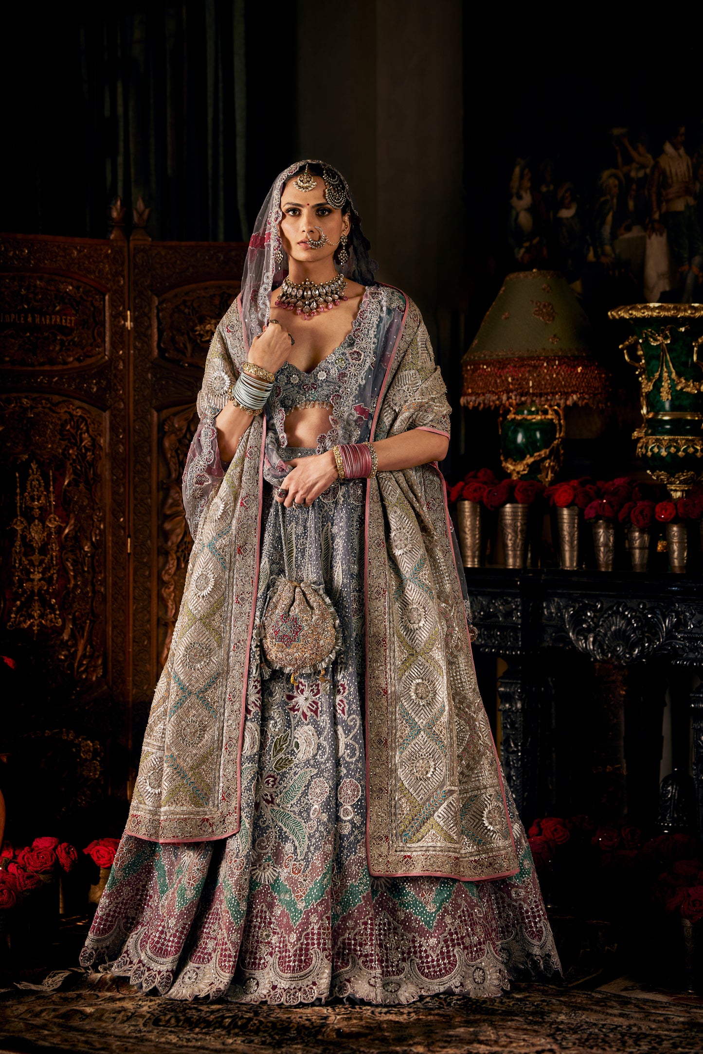 Flint Grey Tulle Lehenga