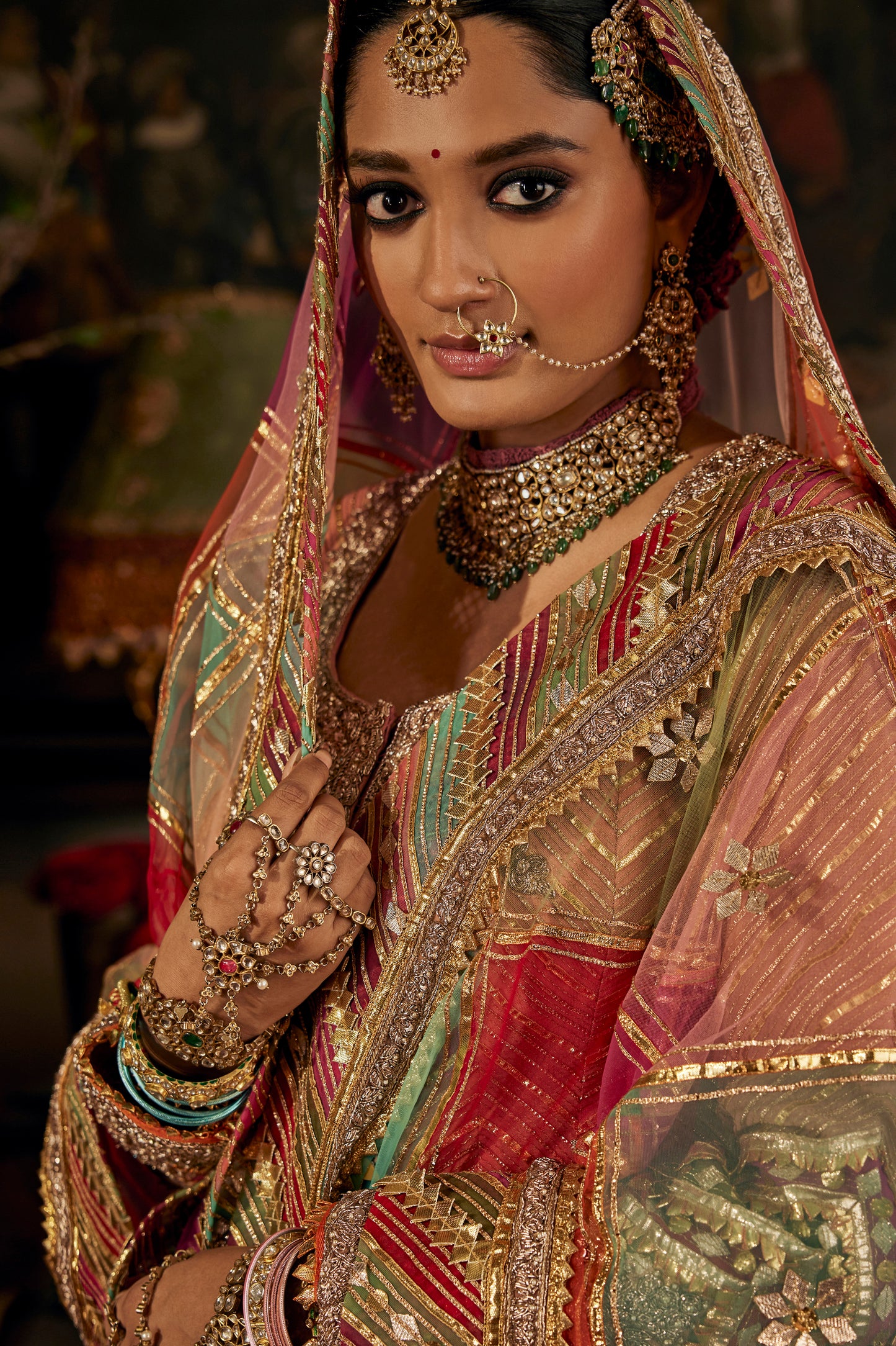 Earthy Peach Tulle kalidar