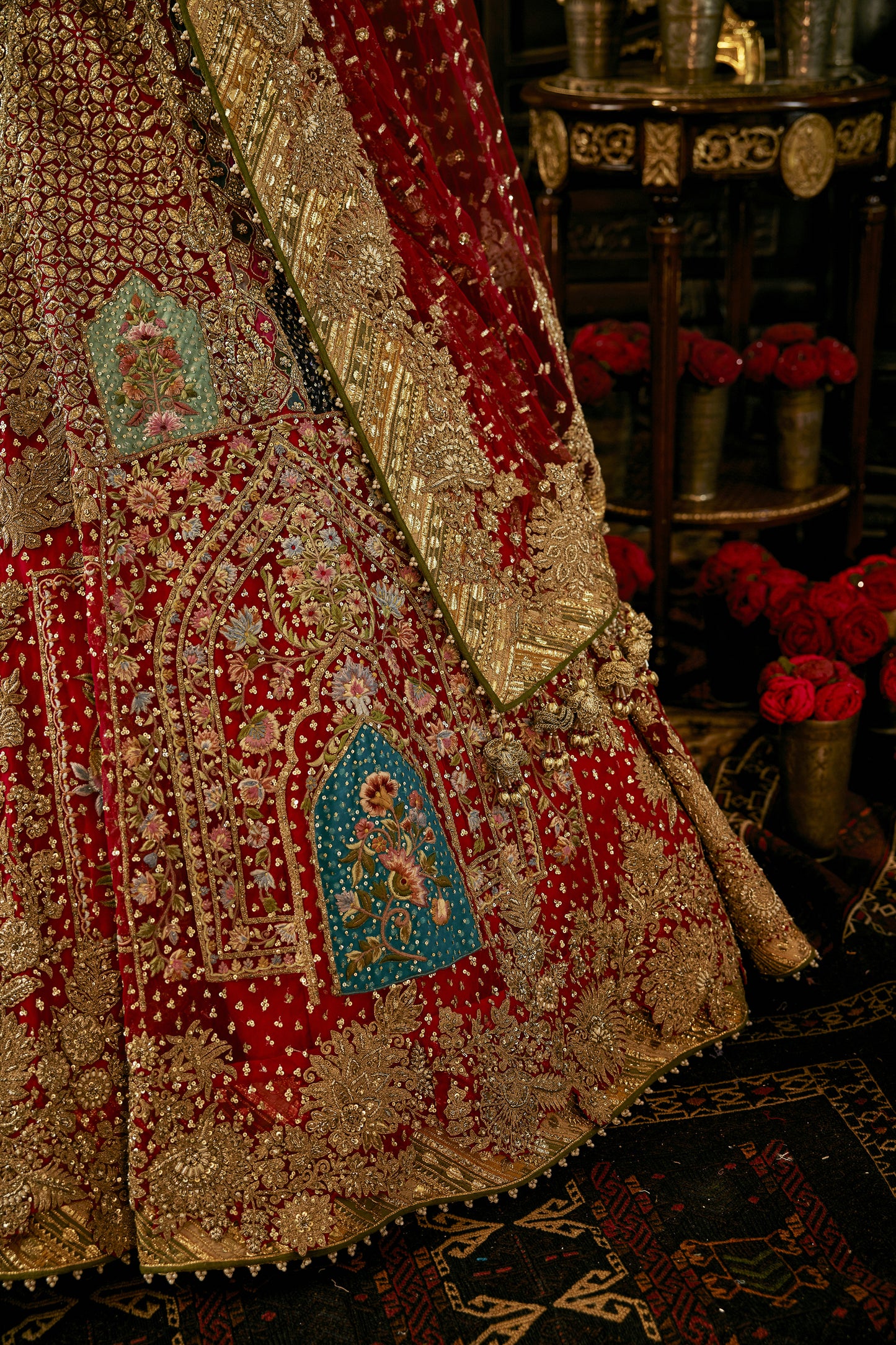 Vivid Red Tulle Lehenga