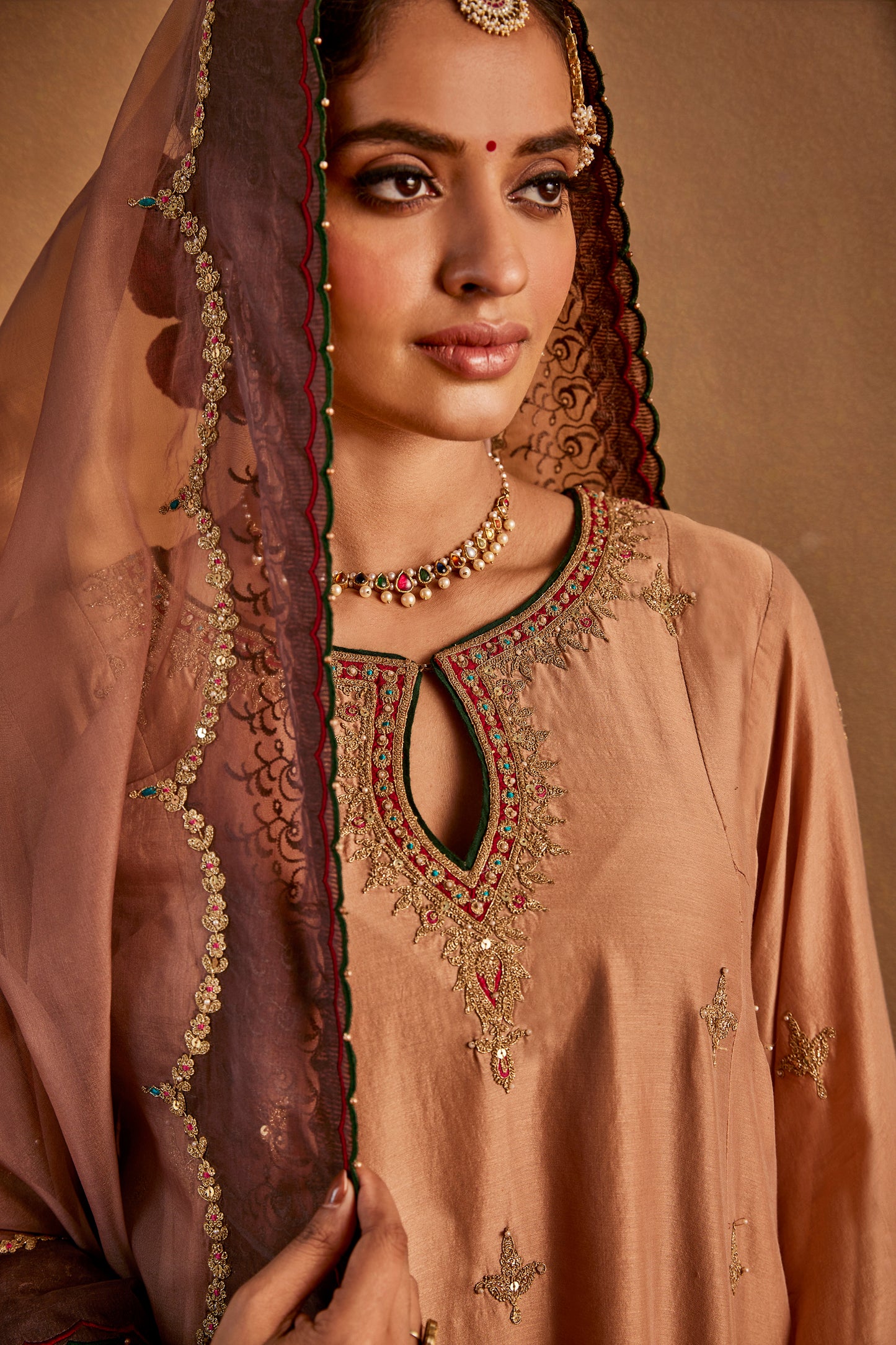 French Beige Kurta Set