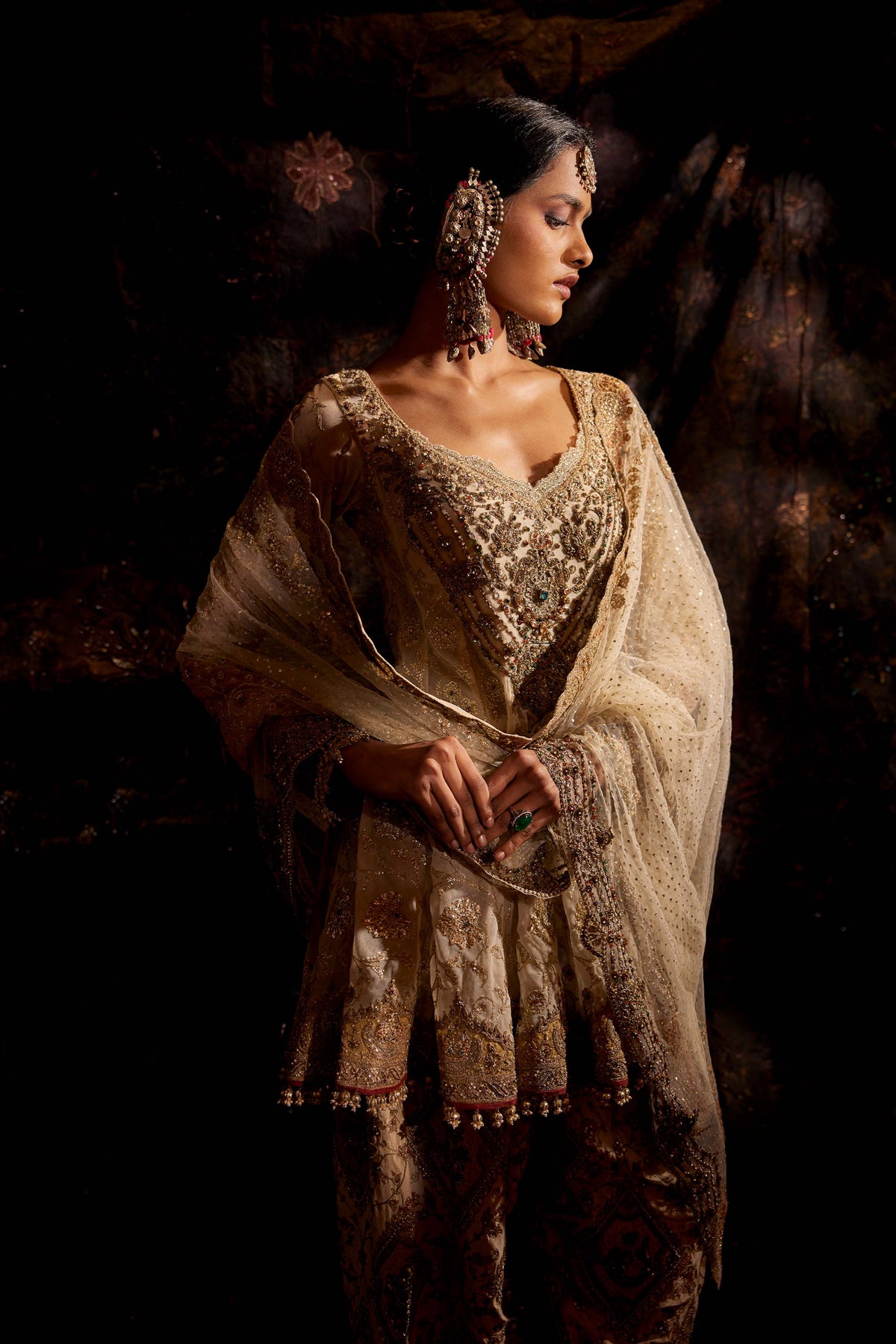 Ivory Tulle Kalidar Kurta Set