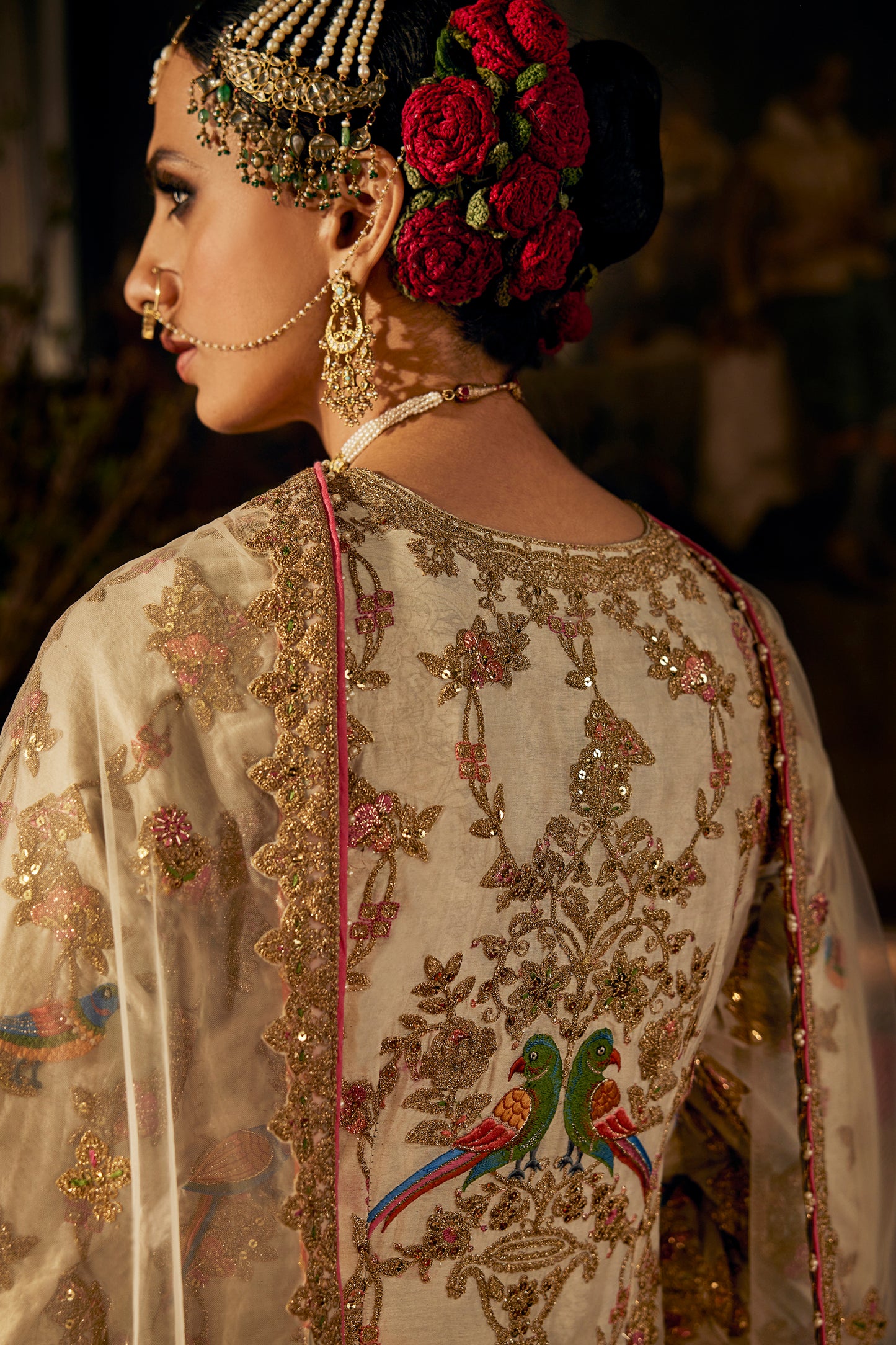 Ivory Peacock Kurti-Sharara