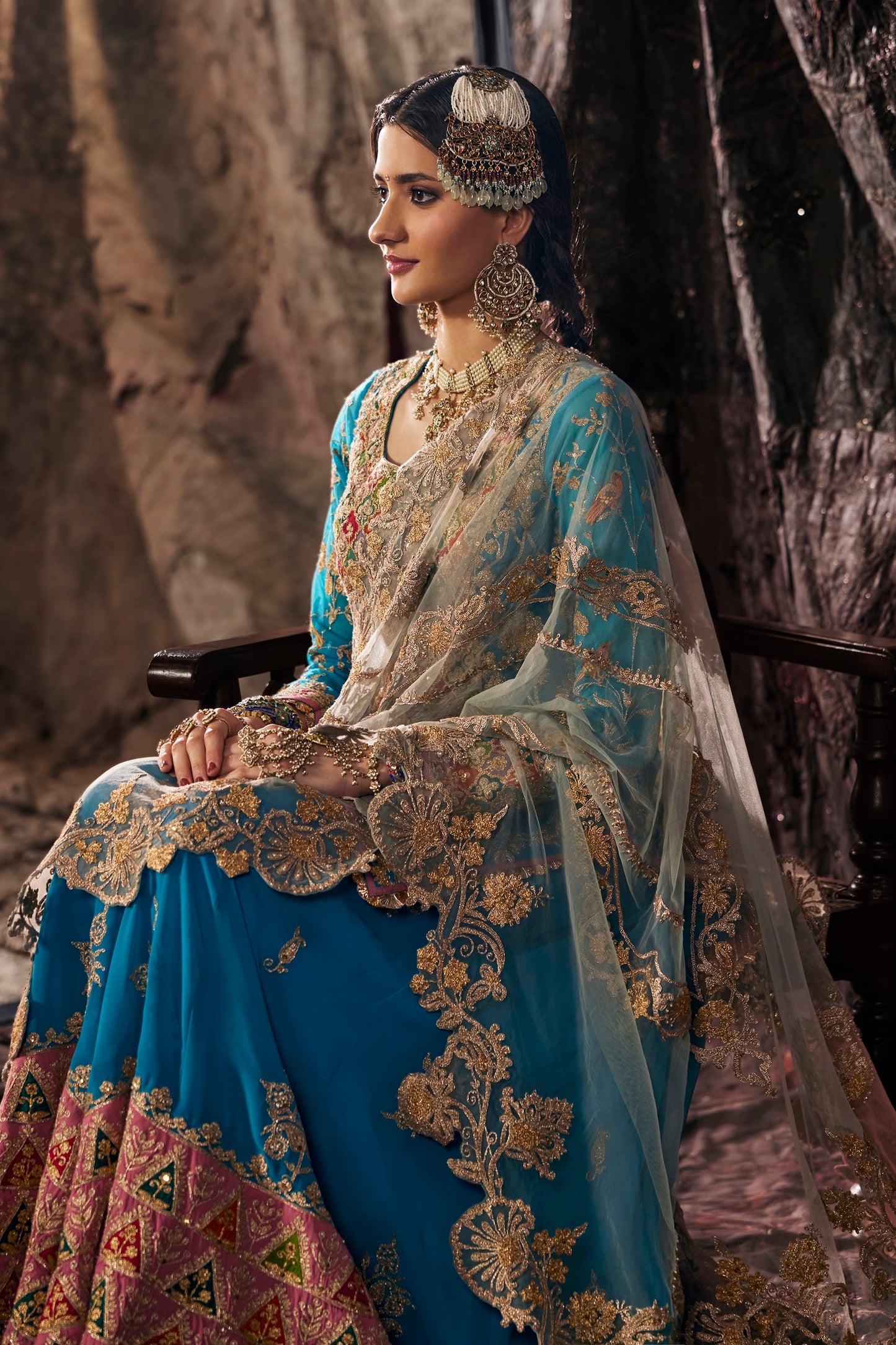 Turquoise Embroidered Kurti Sharara Set