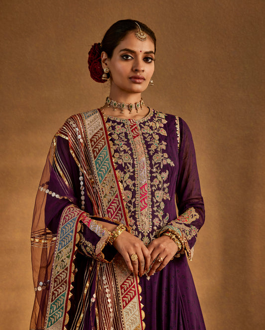 Deep Purple Kurta-Sharara Set