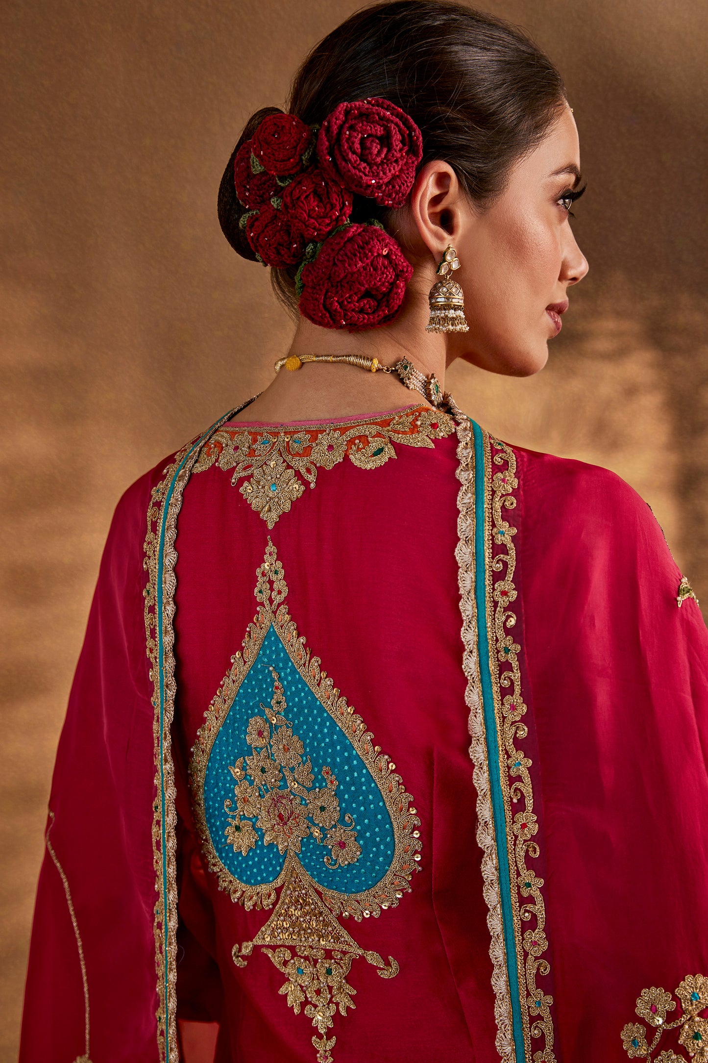 Deep Pink Floral Sharara Set