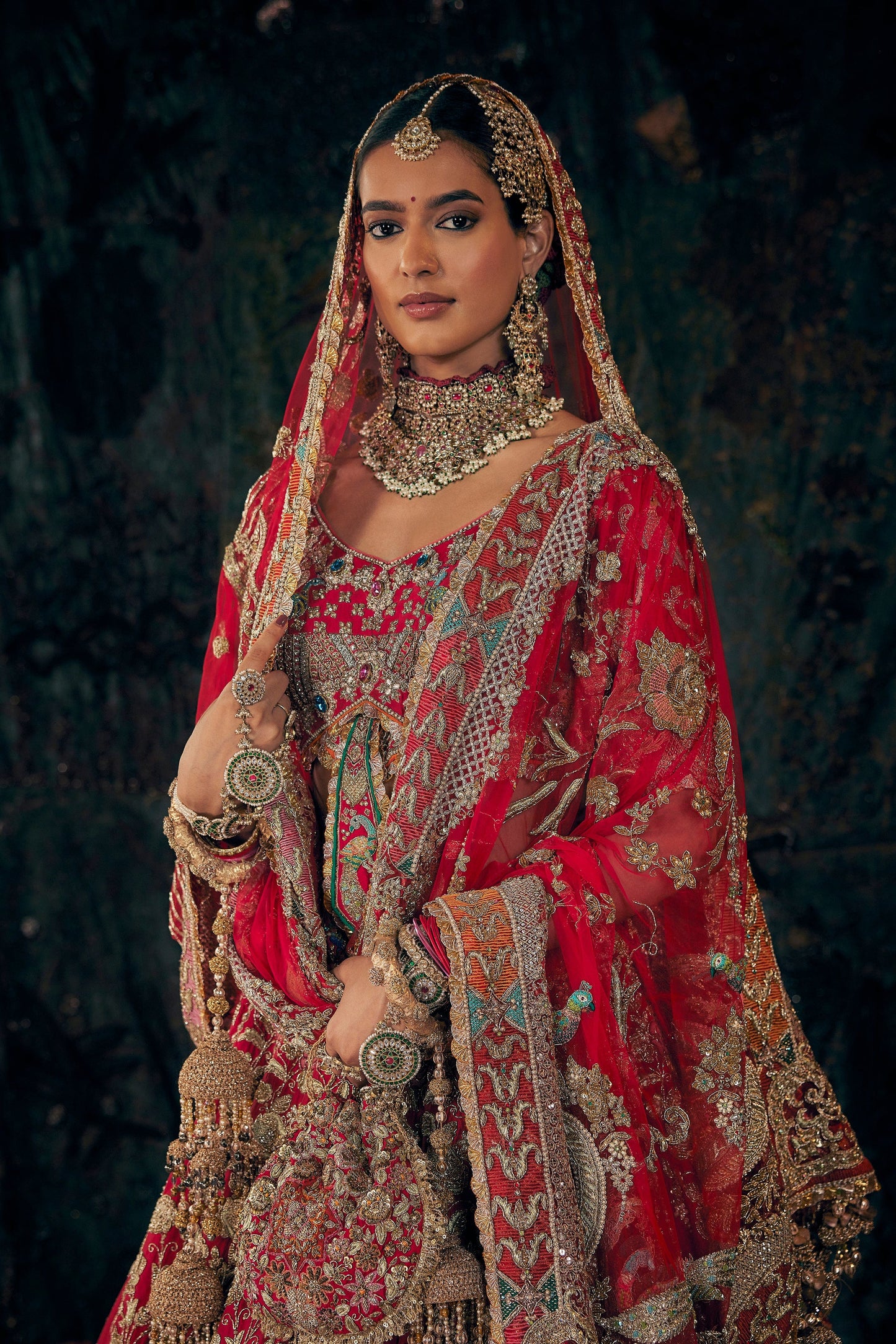 Deep Red Chintz Lehenga