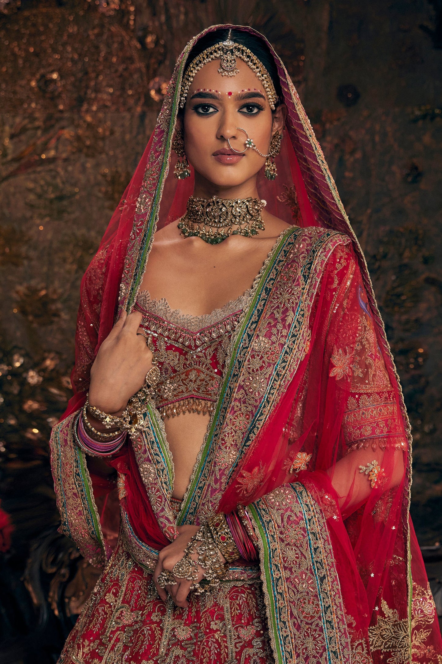 Earthy Red Embroidered Lehenga