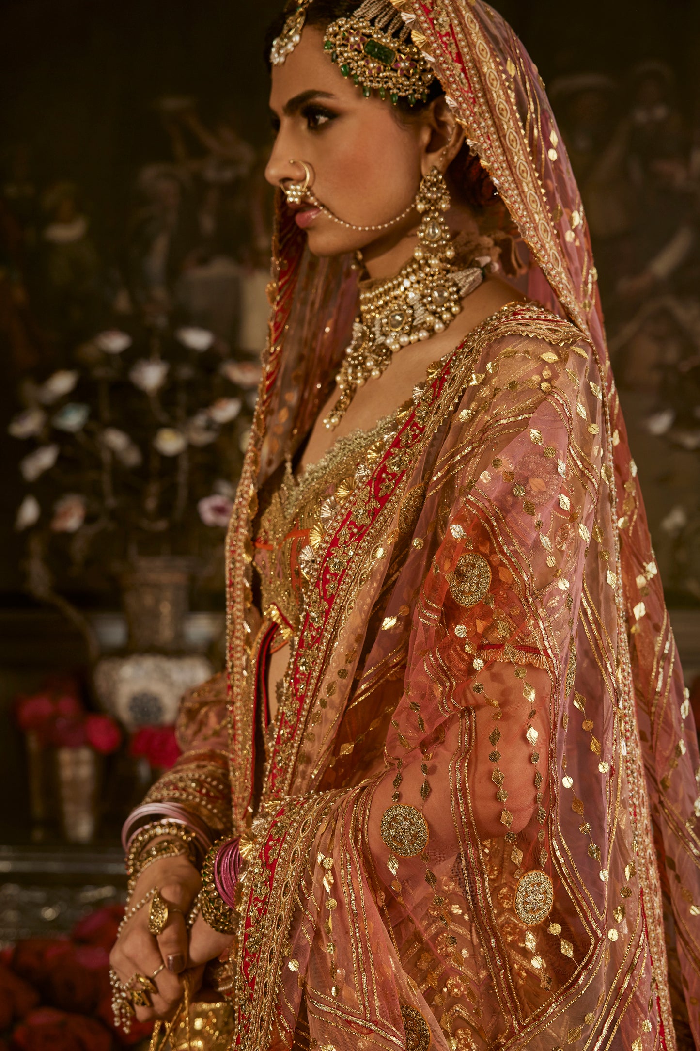 Golden Pink Gota Lehenga