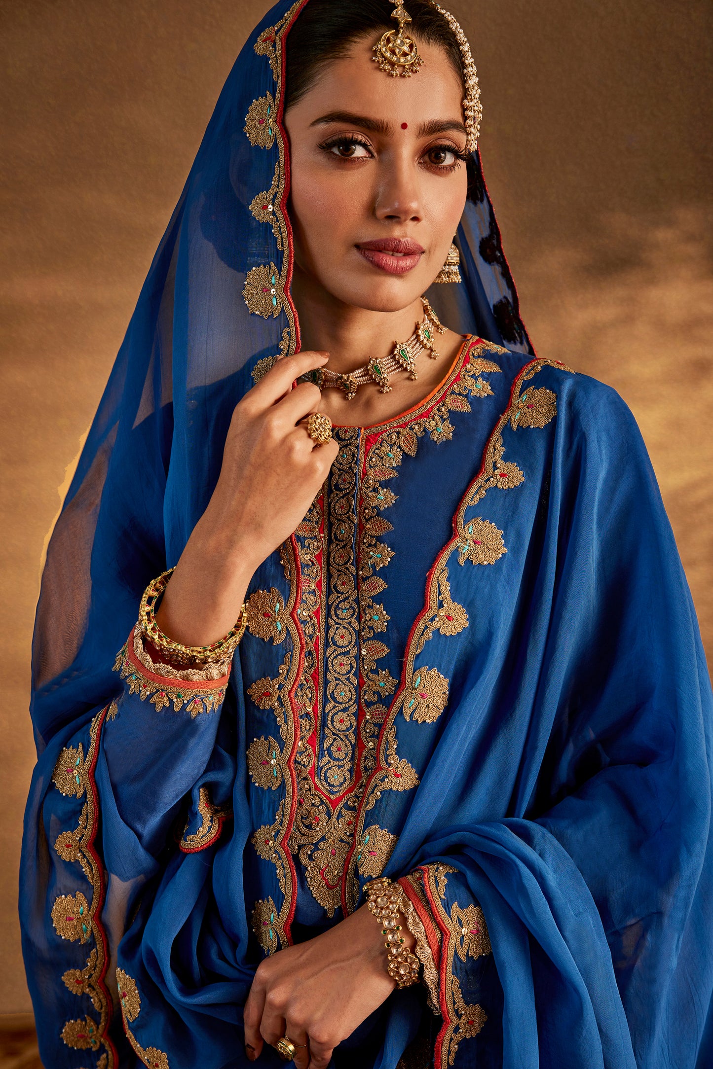 Lapis Blue Silk Sharara Set