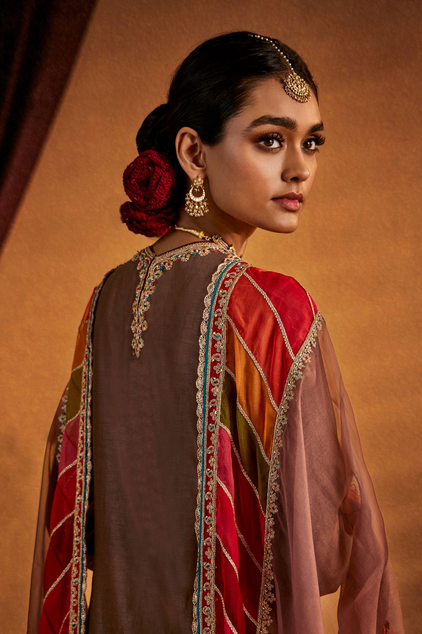 Brown-Red Kurta Set